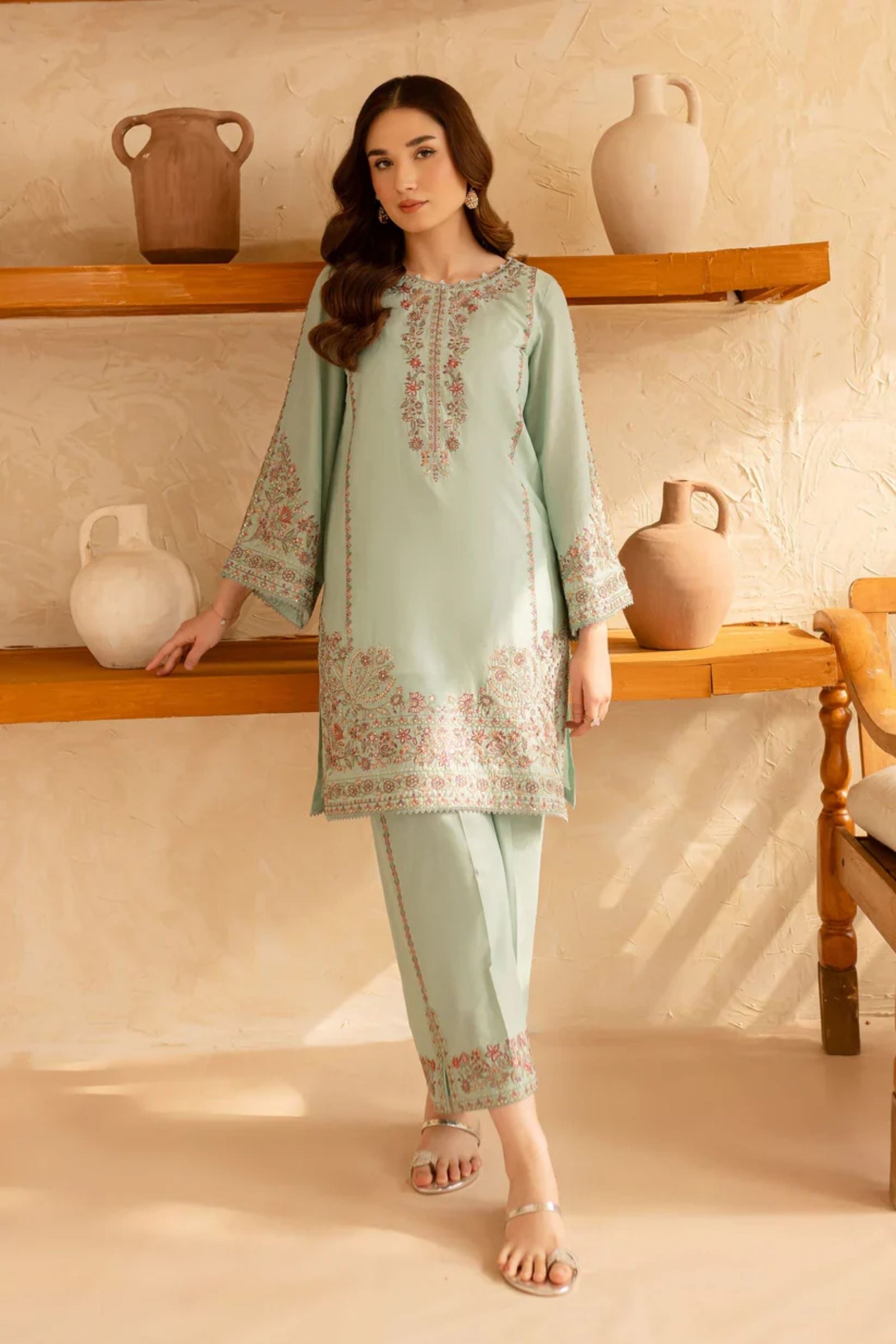 BATIK - 2PC LAWN EMBROIDERED SHIRT WITH EMBROIDERED TROUSER - D 218