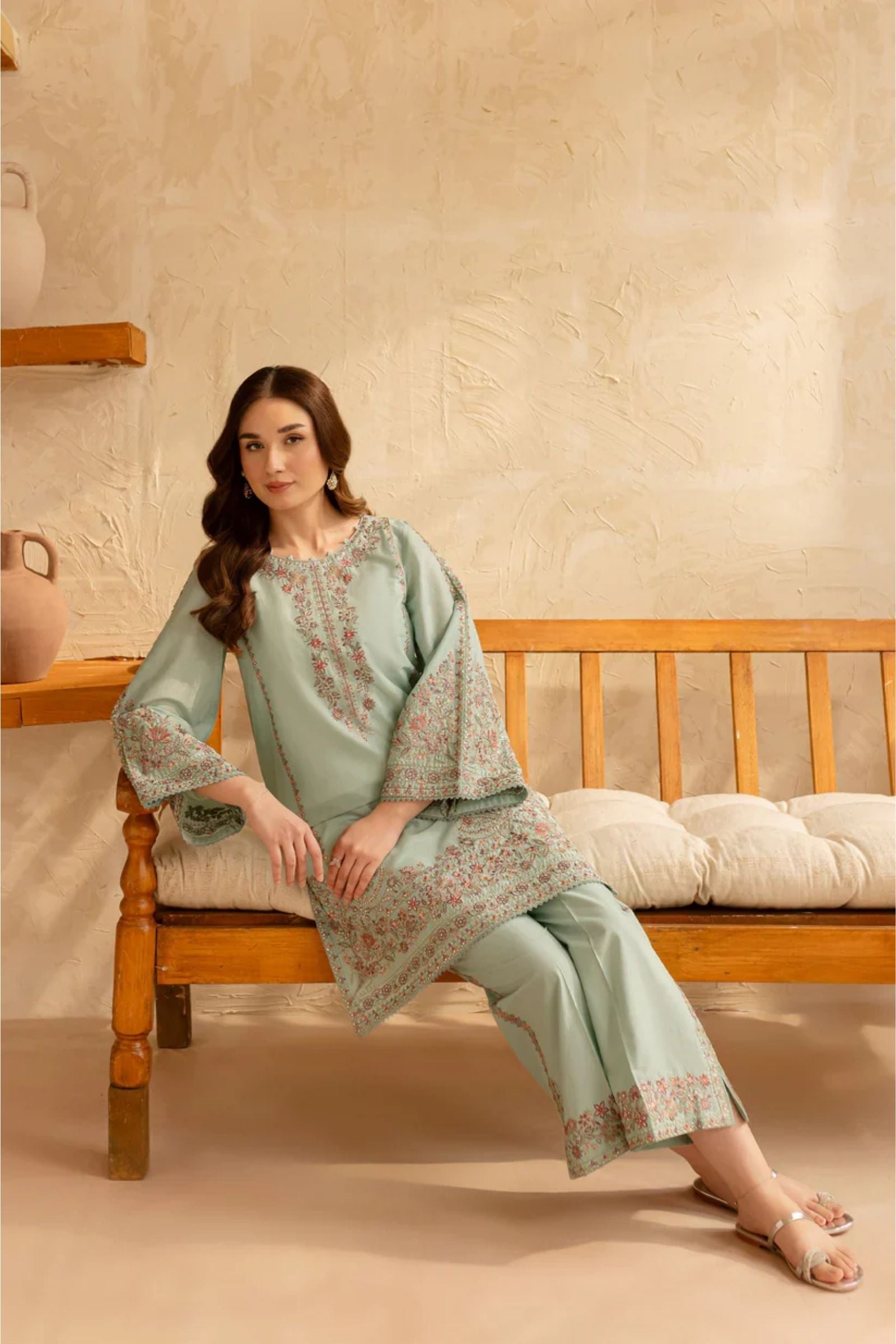 BATIK - 2PC LAWN EMBROIDERED SHIRT WITH EMBROIDERED TROUSER - D 218