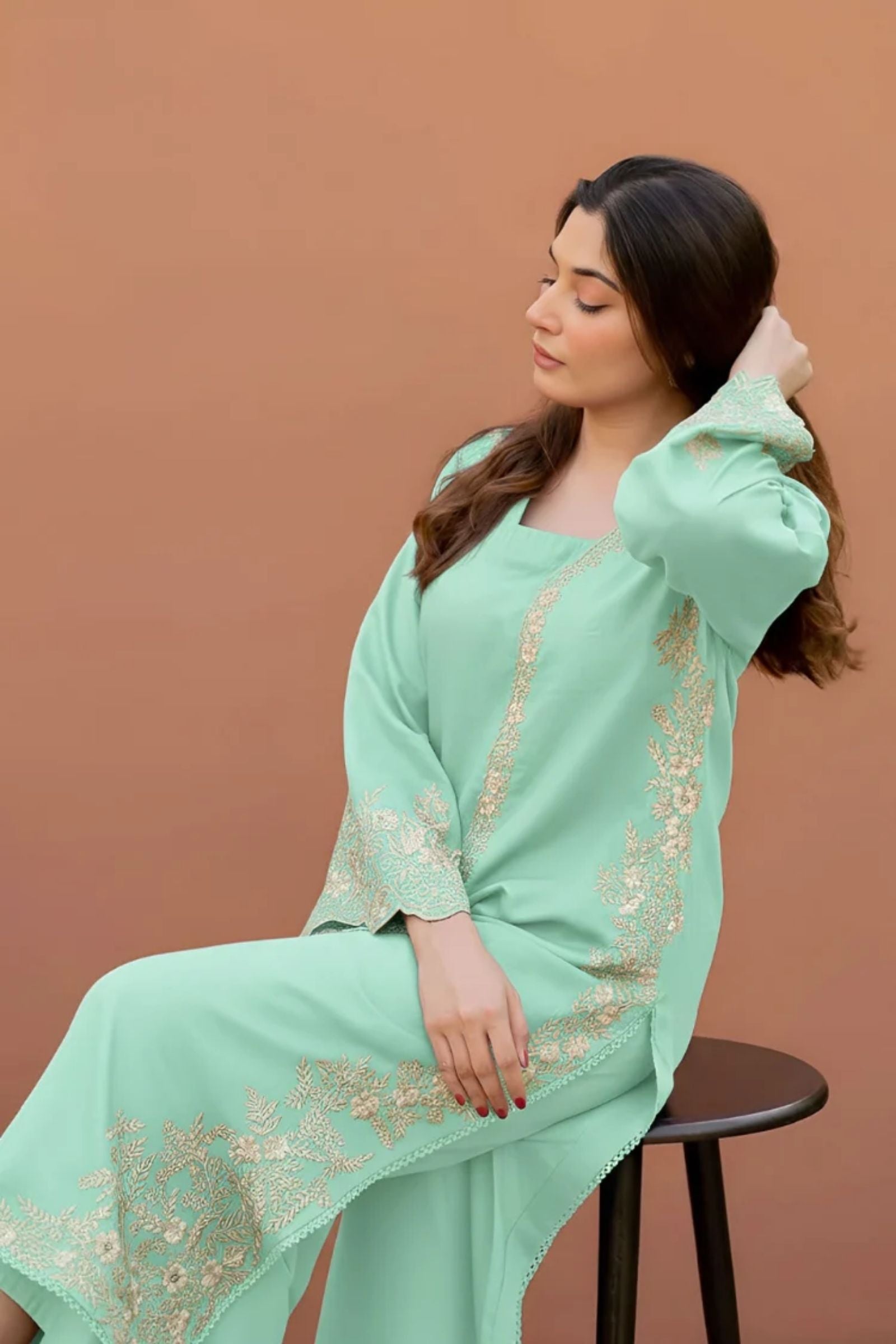 LAJWANTI - 2PC LAWN EMB SHIRT WITH LAWN DYED TROUSER - D 20