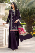 MARIA.B - 3PC LAWN EMB SHIRT WITH MONARK PRINTED DUPATTA AND DYED TROUSER - EL107