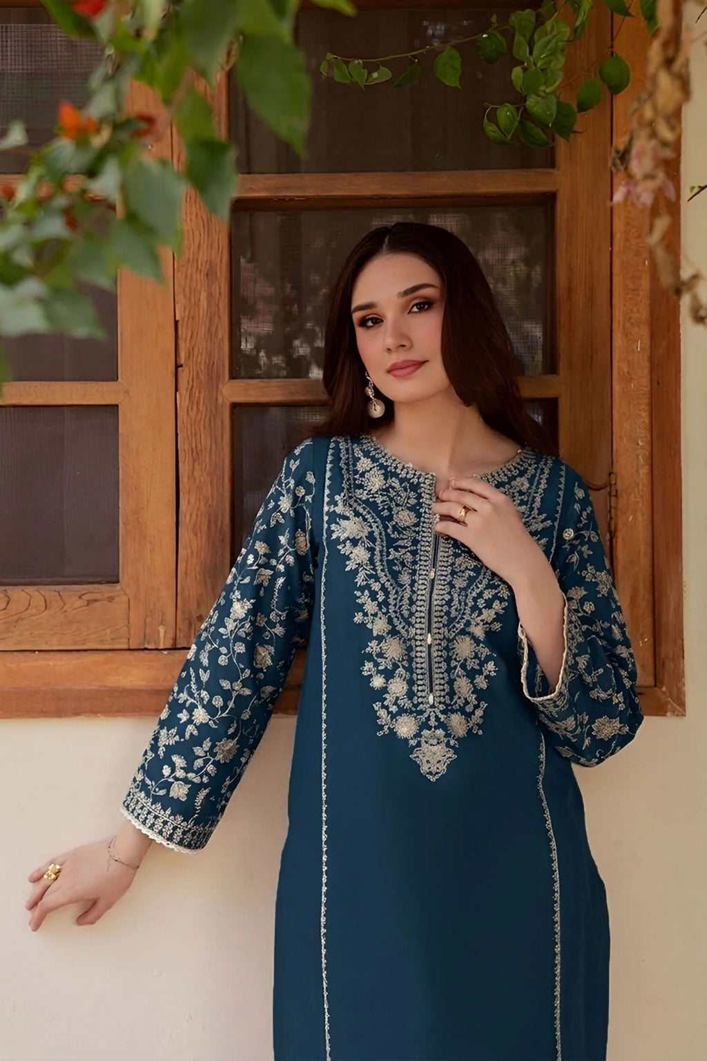 BATIK - 2PC LAWN SEQUIN EMB SHIRT WITH LAWN TROUSER - D 80