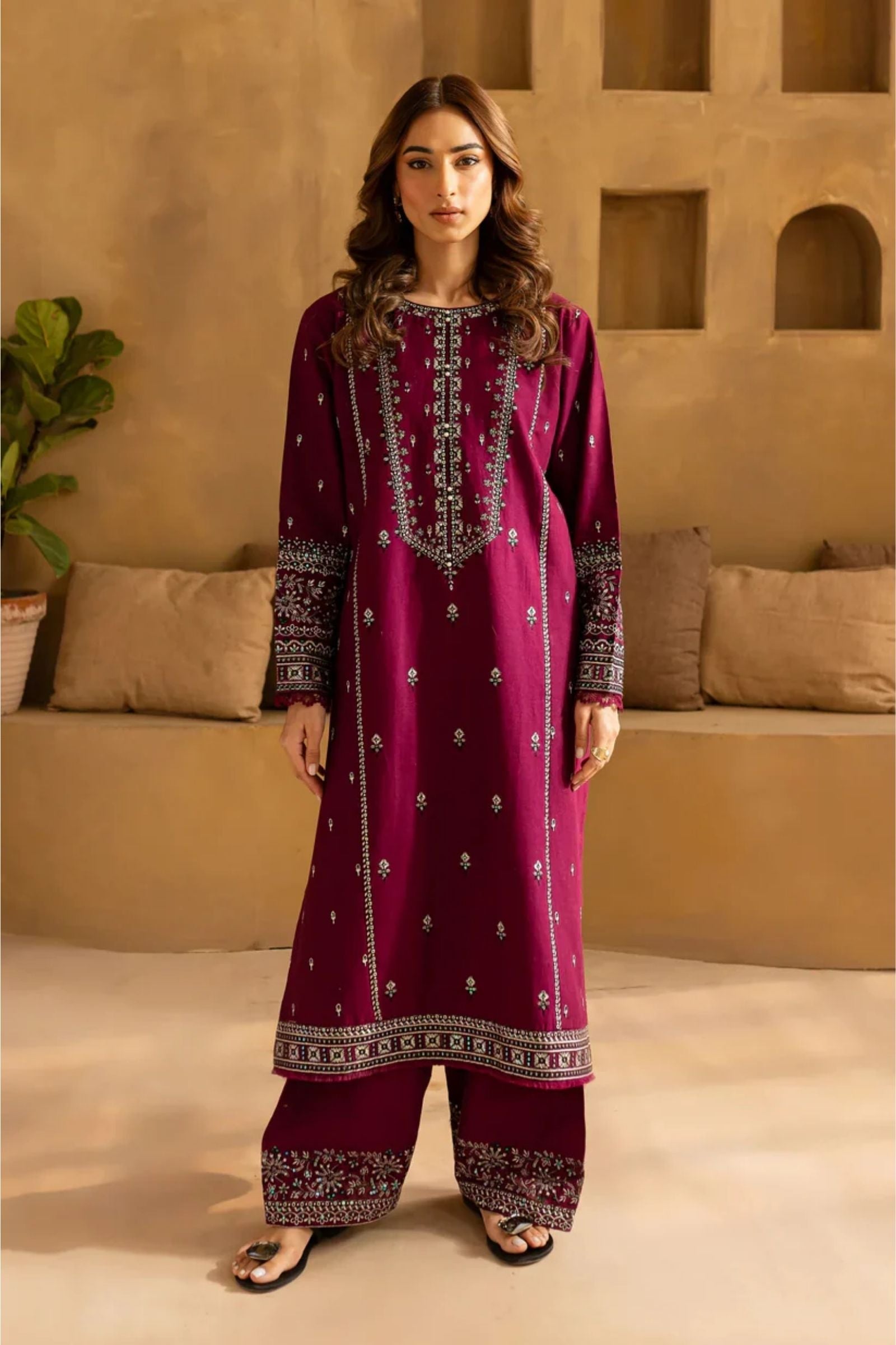 BATIK - 2PC LAWN EMBROIDERED SEQUIN SHIRT AND EMBROIDERED TROUSER - D 225