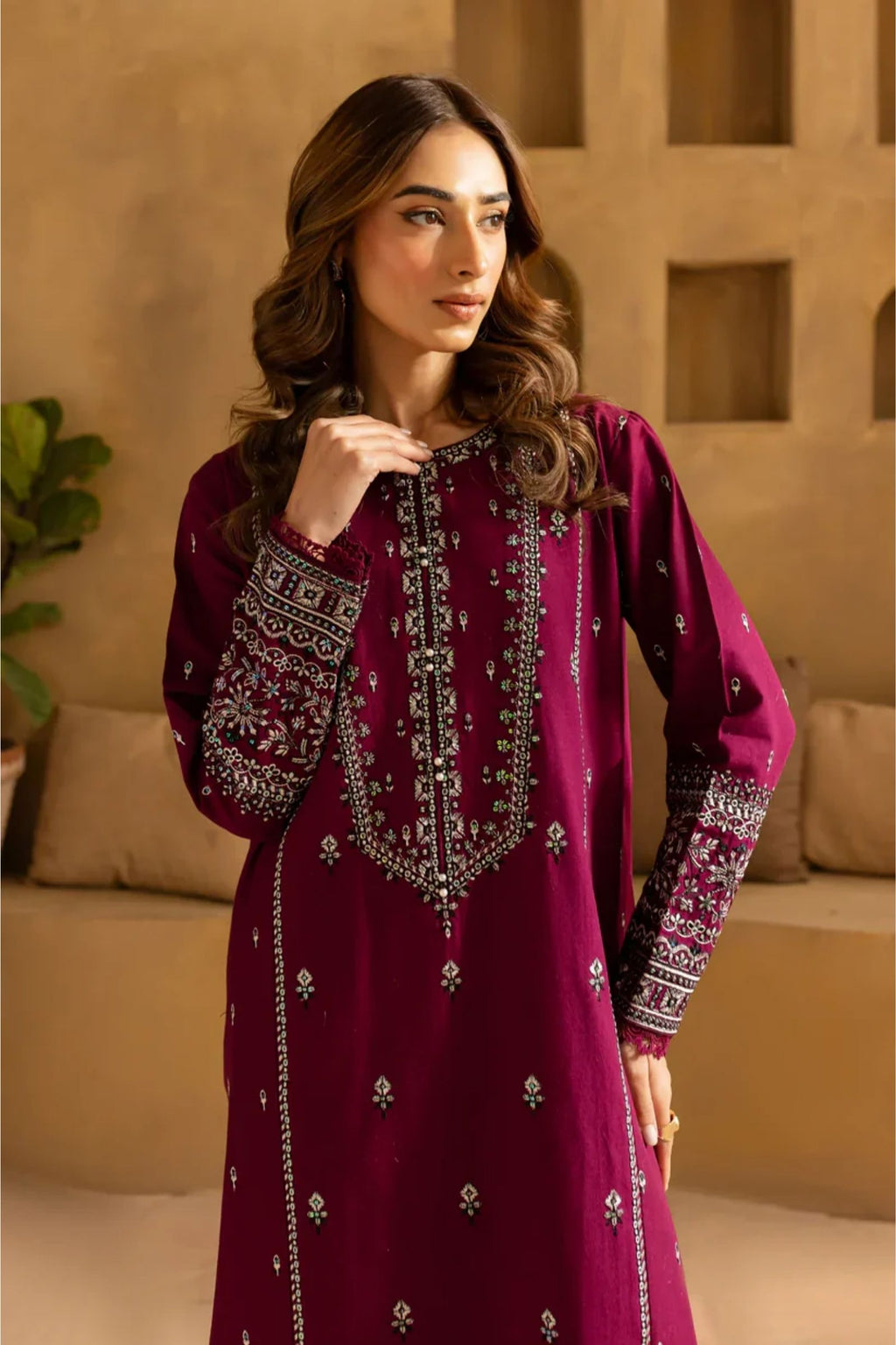 BATIK - 2PC LAWN EMBROIDERED SEQUIN SHIRT AND EMBROIDERED TROUSER - D 225