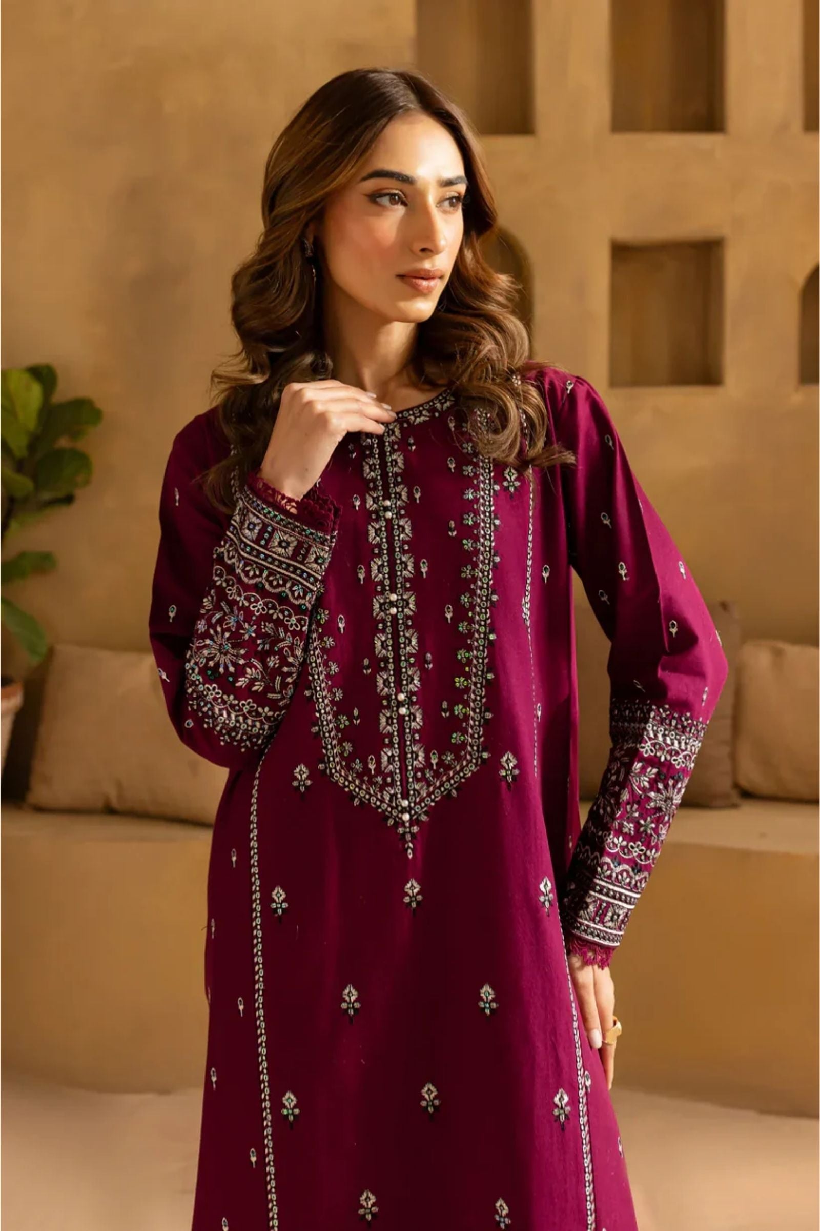 BATIK - 2PC LAWN EMBROIDERED SEQUIN SHIRT AND EMBROIDERED TROUSER - D 225