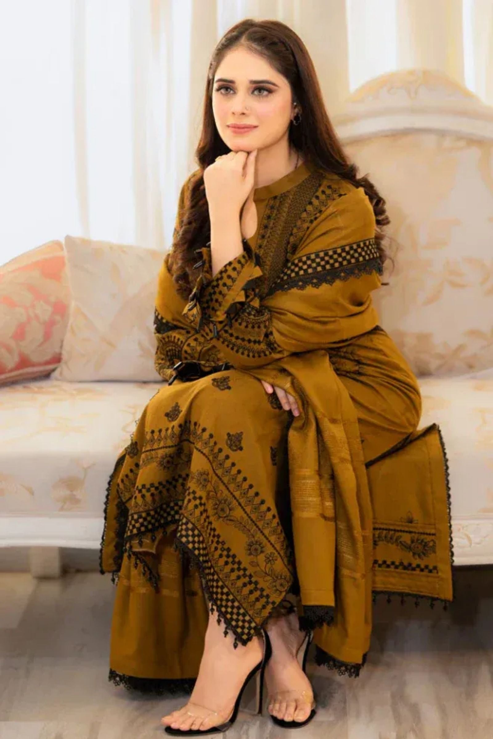 MARIA.B - 3PC LAWN EMB SHIRT WITH LAWN EMB DUPATTA AND DYED TROUSER - TBU 226