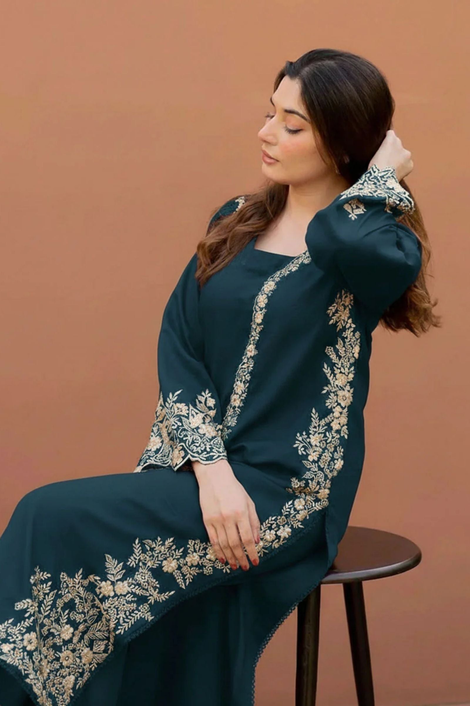 LAJWANTI - 2PC LAWN EMB SHIRT WITH LAWN DYED TROUSER - D 22
