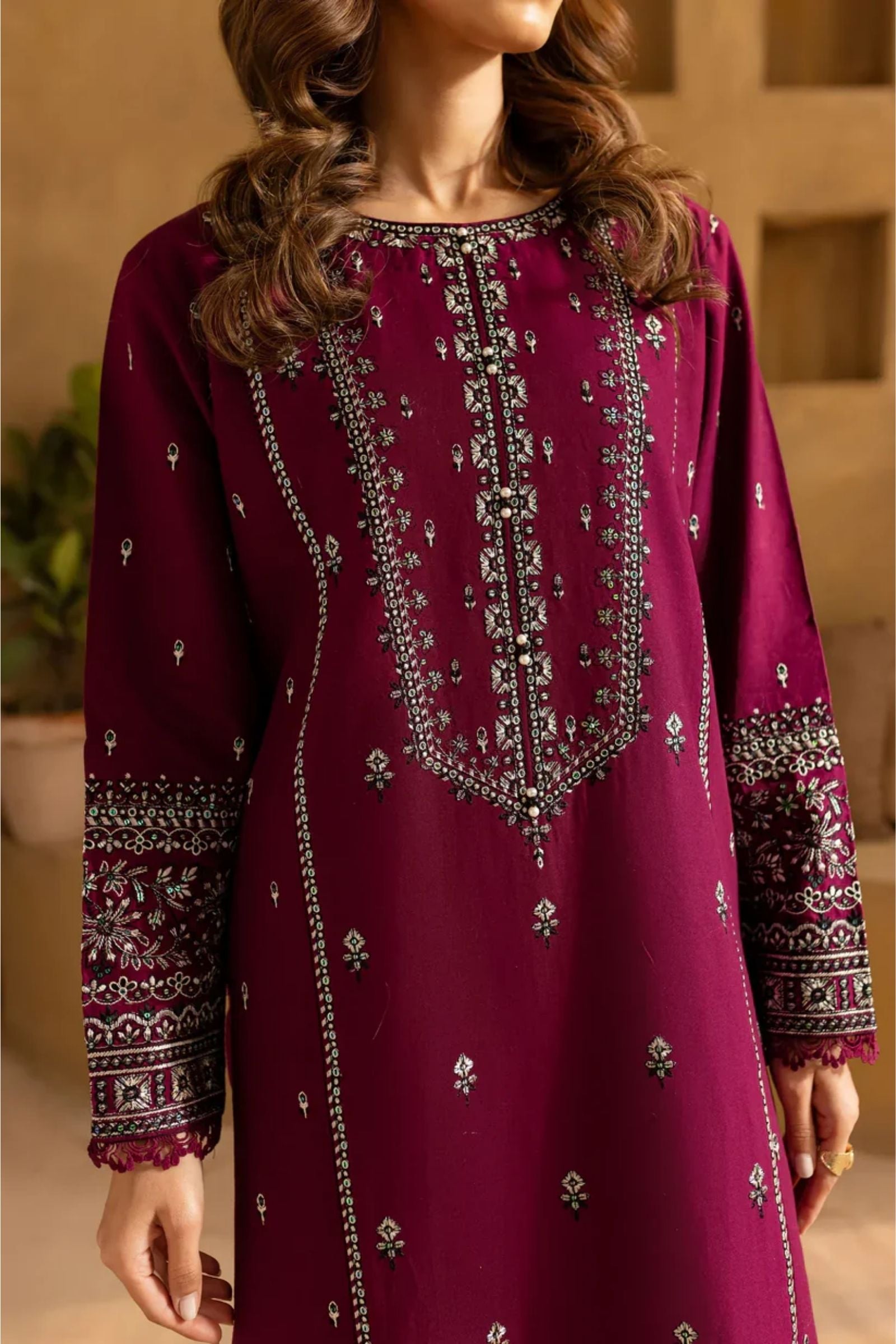BATIK - 2PC LAWN EMBROIDERED SEQUIN SHIRT AND EMBROIDERED TROUSER - D 225