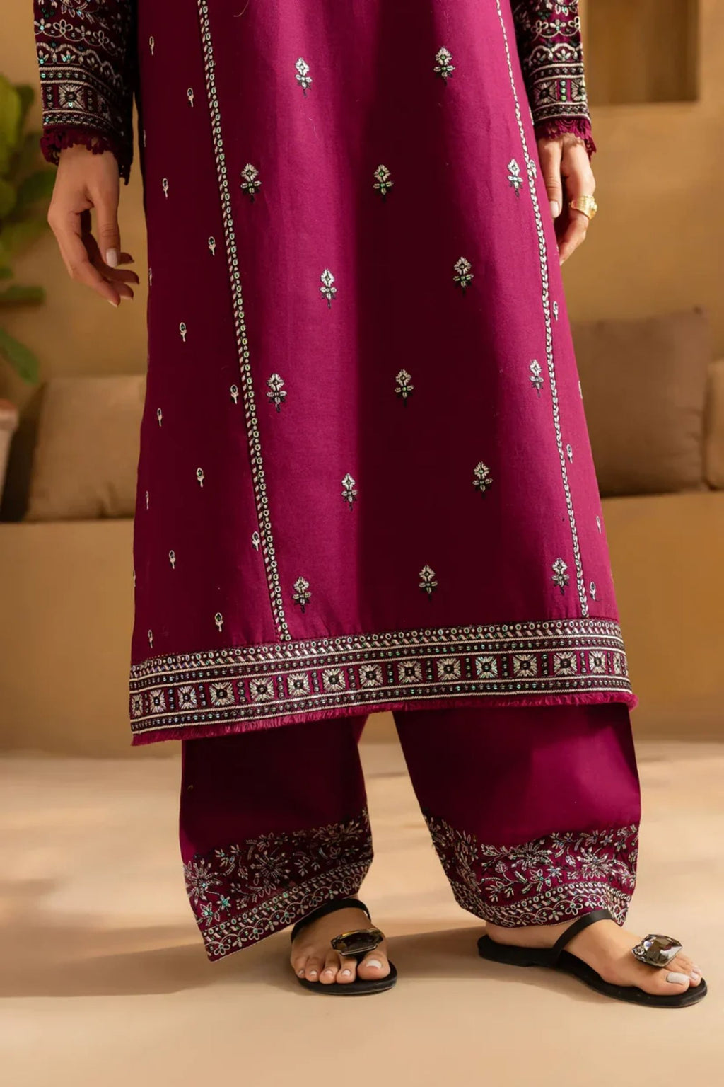 BATIK - 2PC LAWN EMBROIDERED SEQUIN SHIRT AND EMBROIDERED TROUSER - D 225