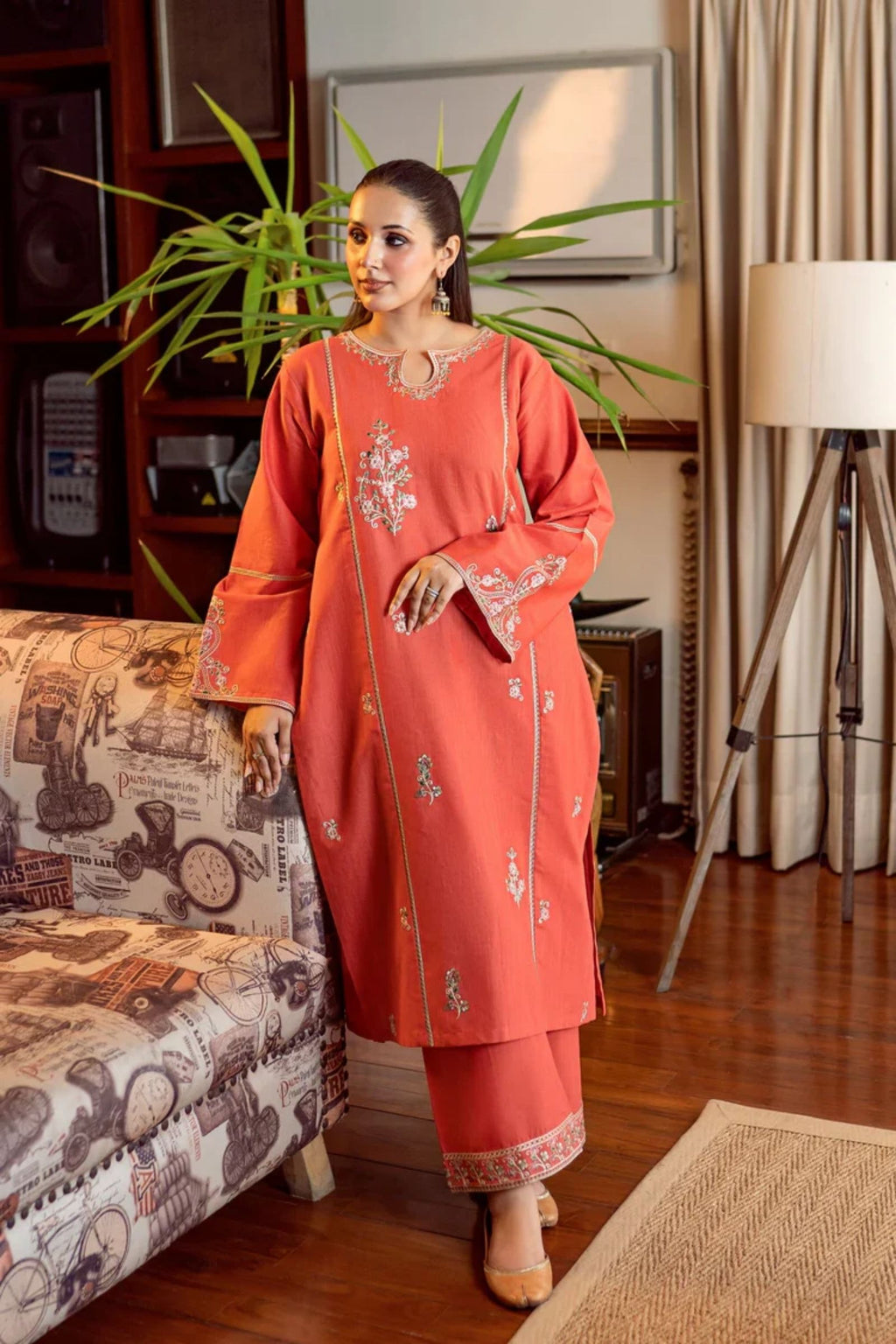URGE - 2PC LAWN EMBROIDERED SHIRT WITH LAWN EMBROIDRED TROUSER - D 211