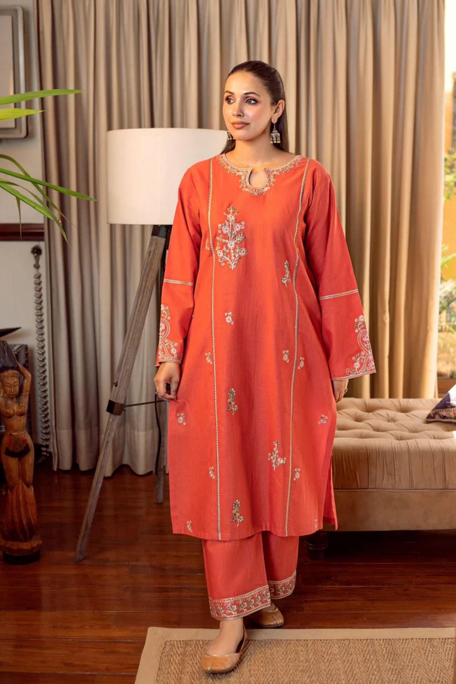 URGE - 2PC LAWN EMBROIDERED SHIRT WITH LAWN EMBROIDRED TROUSER - D 211