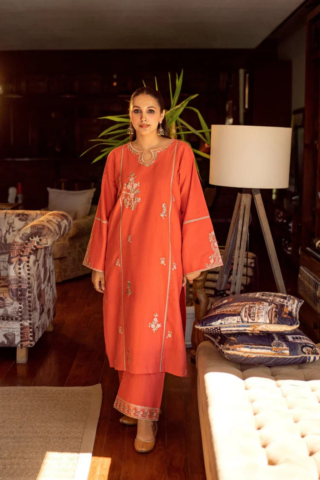 URGE - 2PC LAWN EMBROIDERED SHIRT WITH LAWN EMBROIDRED TROUSER - D 211