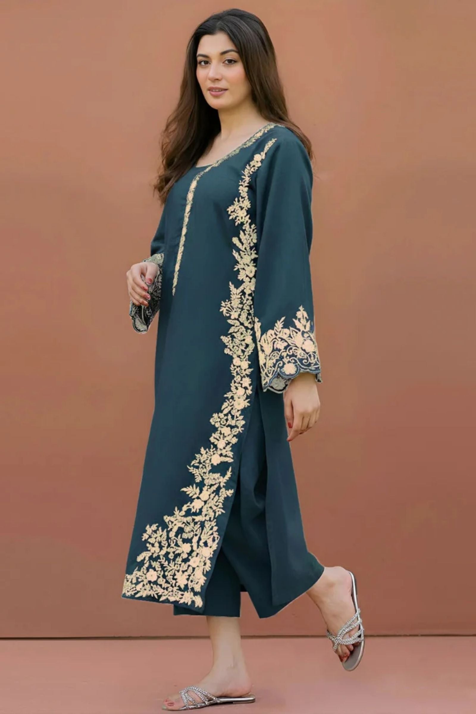 LAJWANTI - 2PC LAWN EMB SHIRT WITH LAWN DYED TROUSER - D 22