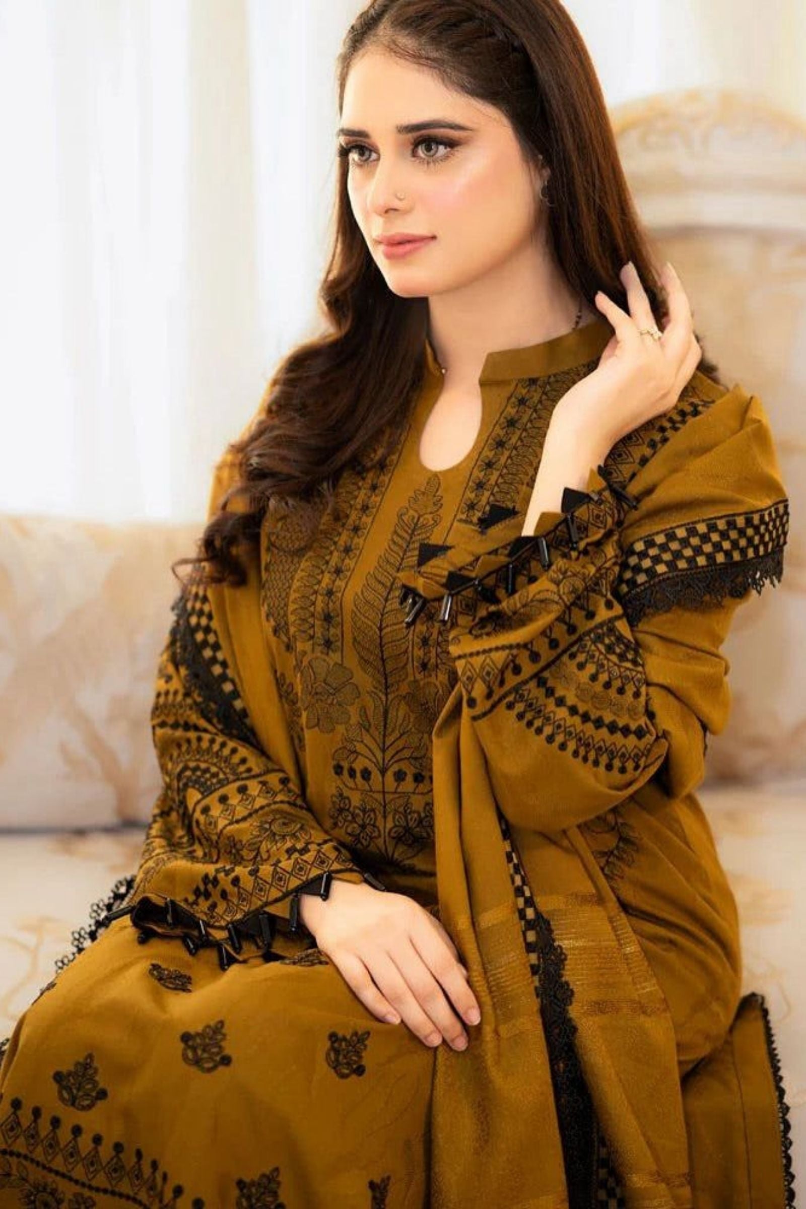 MARIA.B - 3PC LAWN EMB SHIRT WITH LAWN EMB DUPATTA AND DYED TROUSER - TBU 226