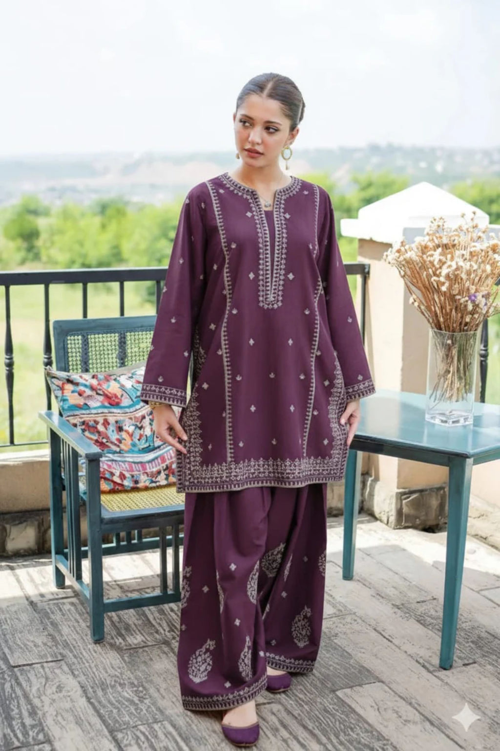 URGE - 2PC LAWN EMB SHIRT WITH LAWN EMBROIDERED TROUSER - BU 146