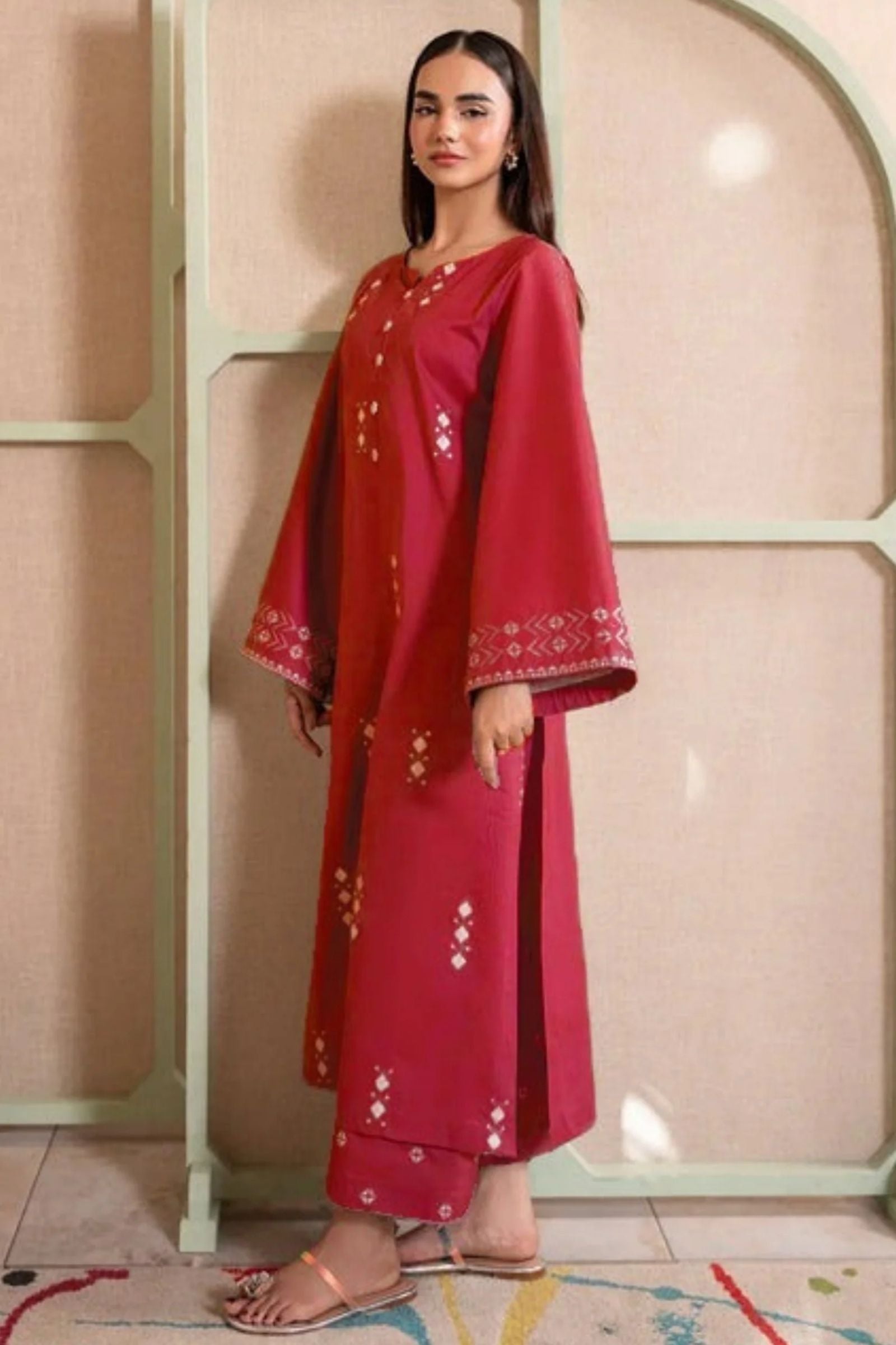 IZEL - 2PC LAWN EMBROIDERED SHIRT WITH LAWN TROUSER -D 30