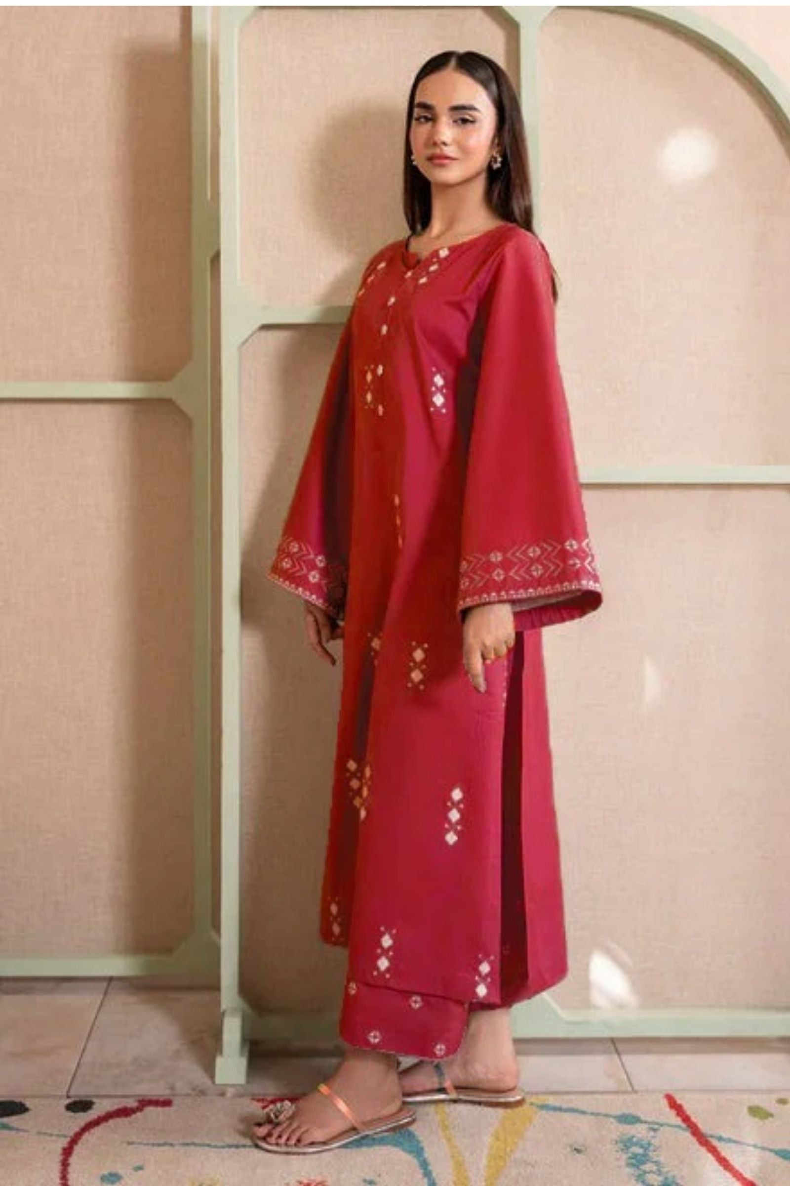 IZEL - 2PC LAWN EMBROIDERED SHIRT WITH LAWN TROUSER -D 30