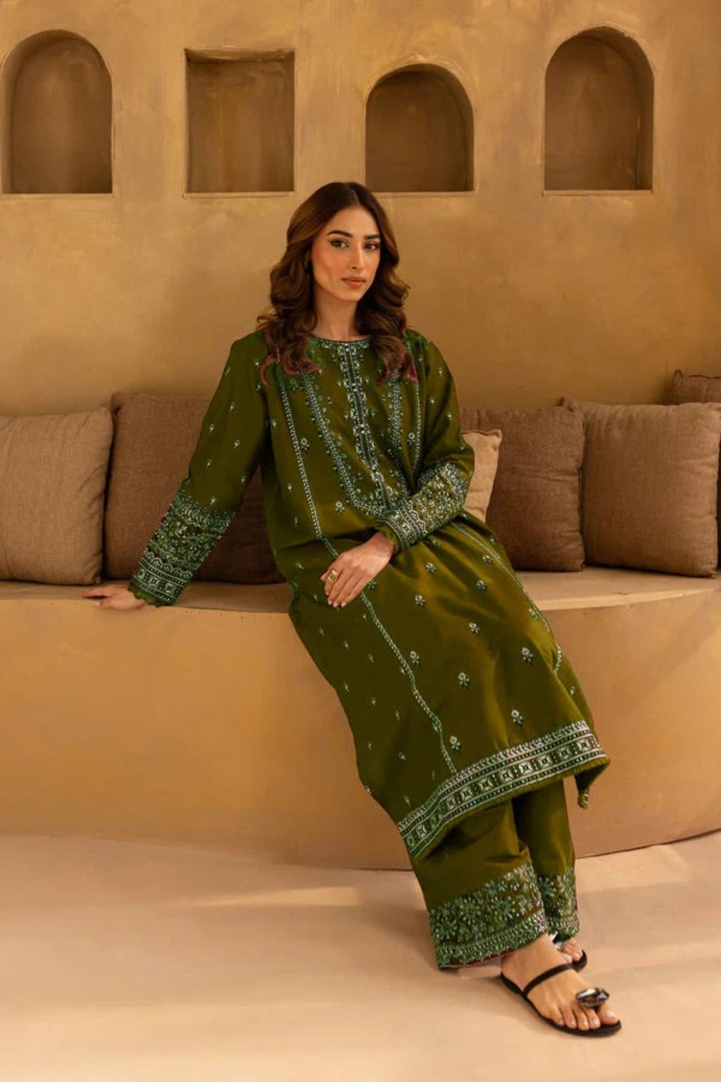 BATIK - 2PC LAWN EMBROIDERED SEQUIN SHIRT AND EMBROIDERED TROUSER - D 34