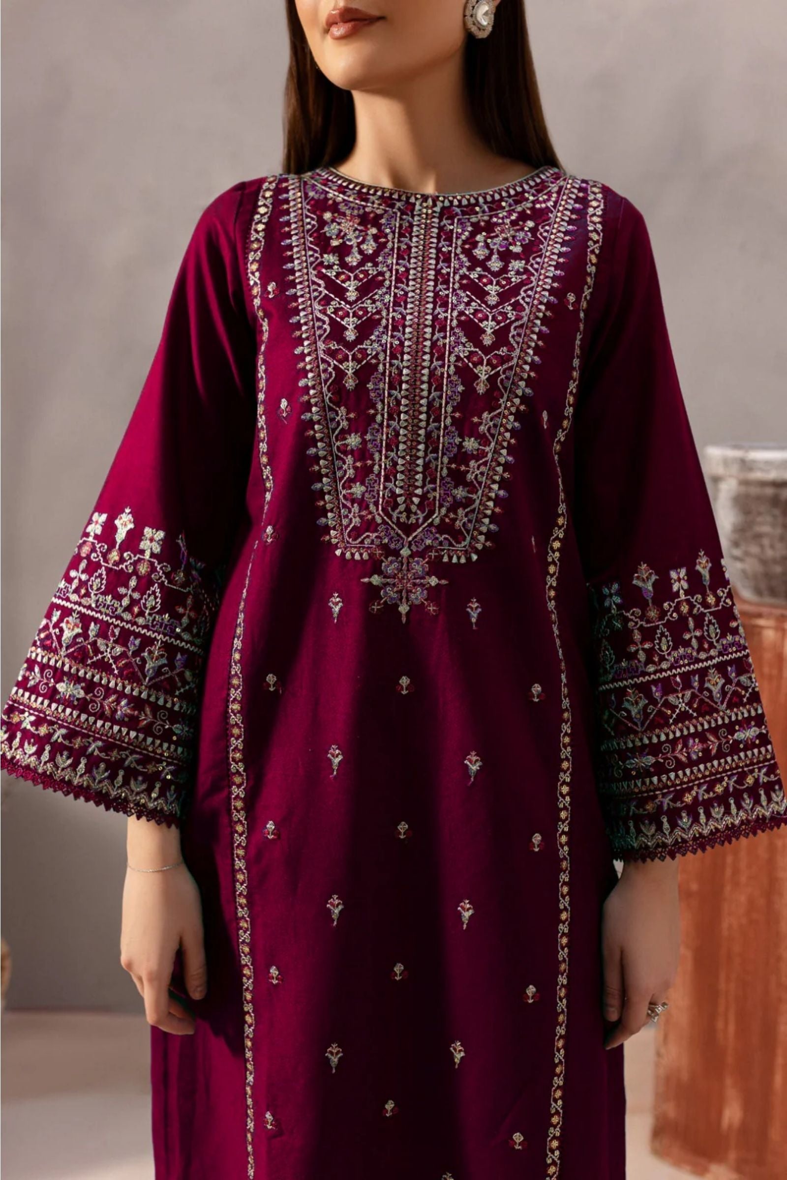 BATIK - 2PC LAWN SEQUIN EMB SHIRT WITH LAWN SEQUIN EMB TROUSER- D 35