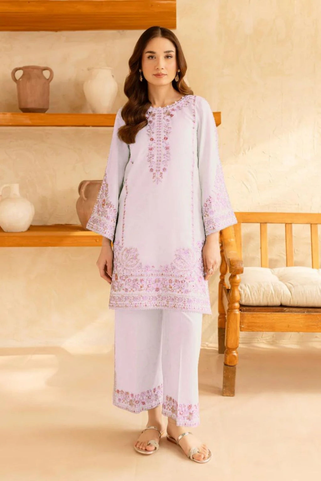 BATIK - 2PC LAWN SEQUIN EMB SHIRT WITH LAWN SEQUIN EMB TROUSER- D 36