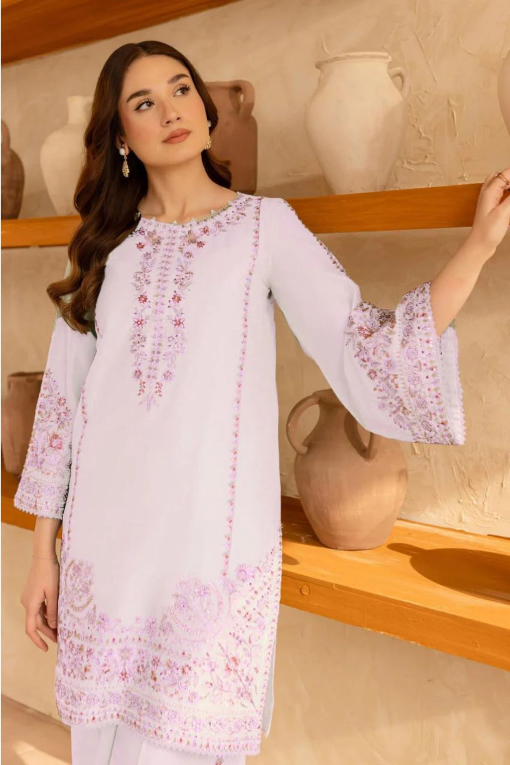 BATIK - 2PC LAWN SEQUIN EMB SHIRT WITH LAWN SEQUIN EMB TROUSER- D 36