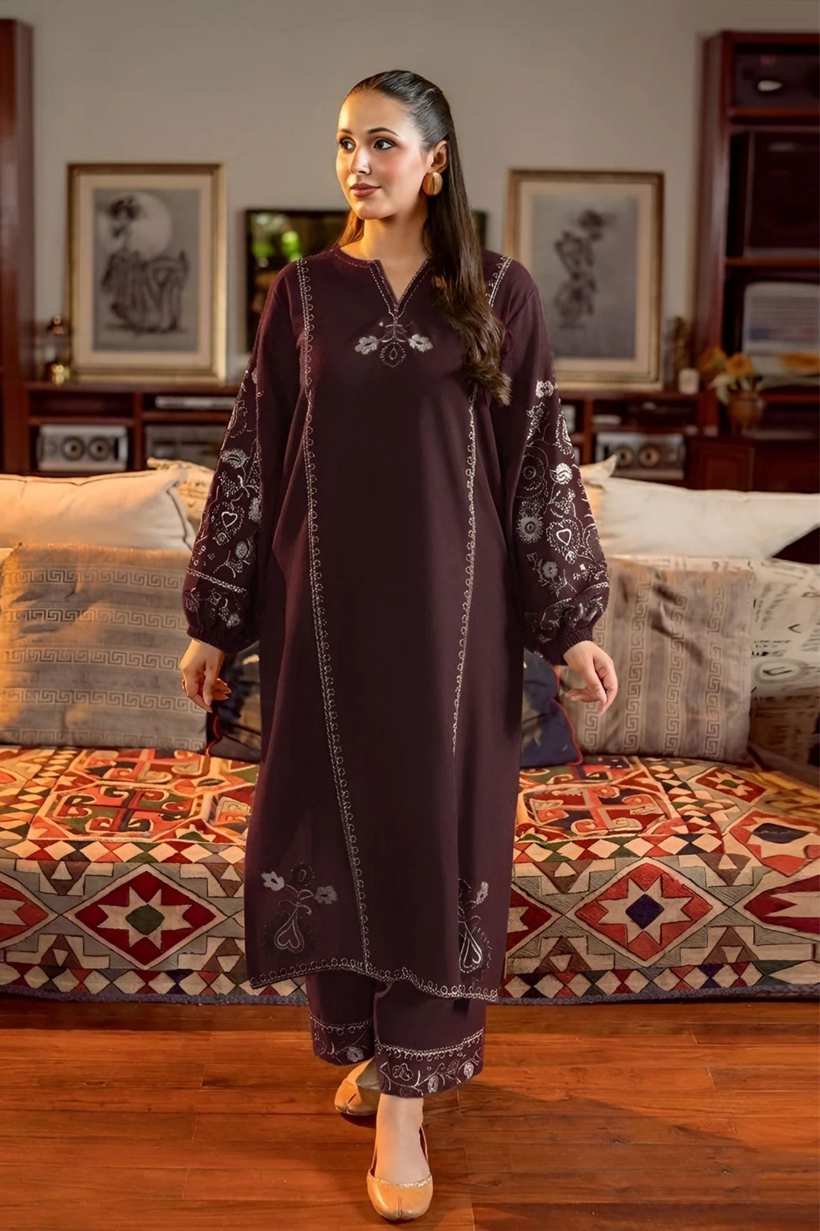 URGE - 2PC LAWN EMB SHIRT WITH EMB TROUSER - D 37