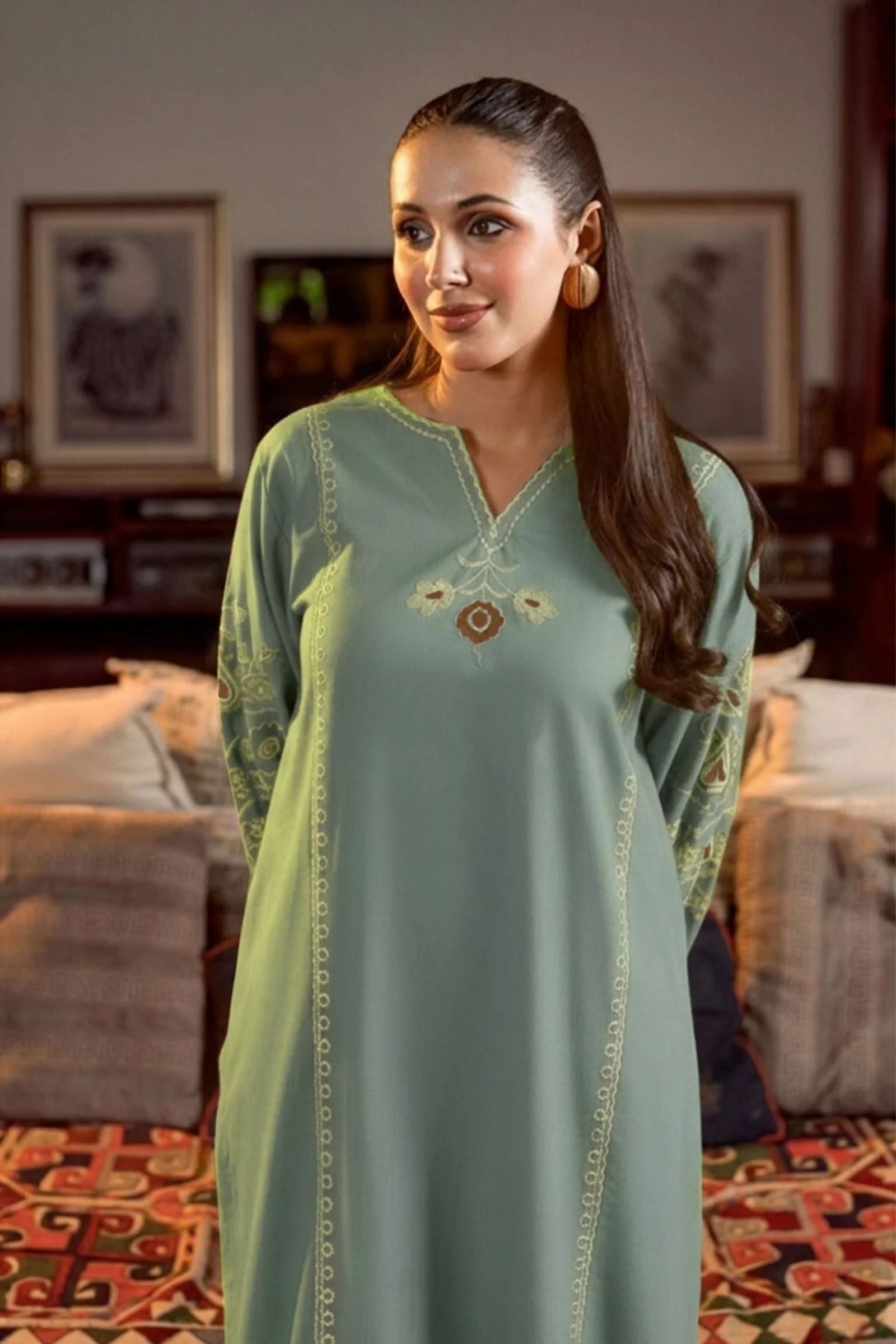 URGE - 2PC LAWN EMB SHIRT WITH EMB TROUSER - D 38
