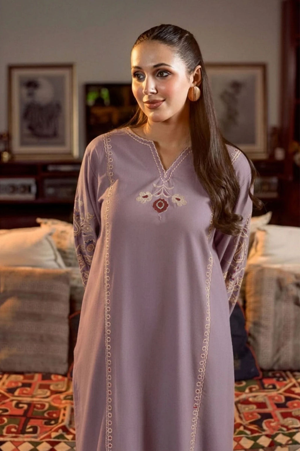 URGE - 2PC LAWN EMB SHIRT WITH EMB TROUSER - D 40