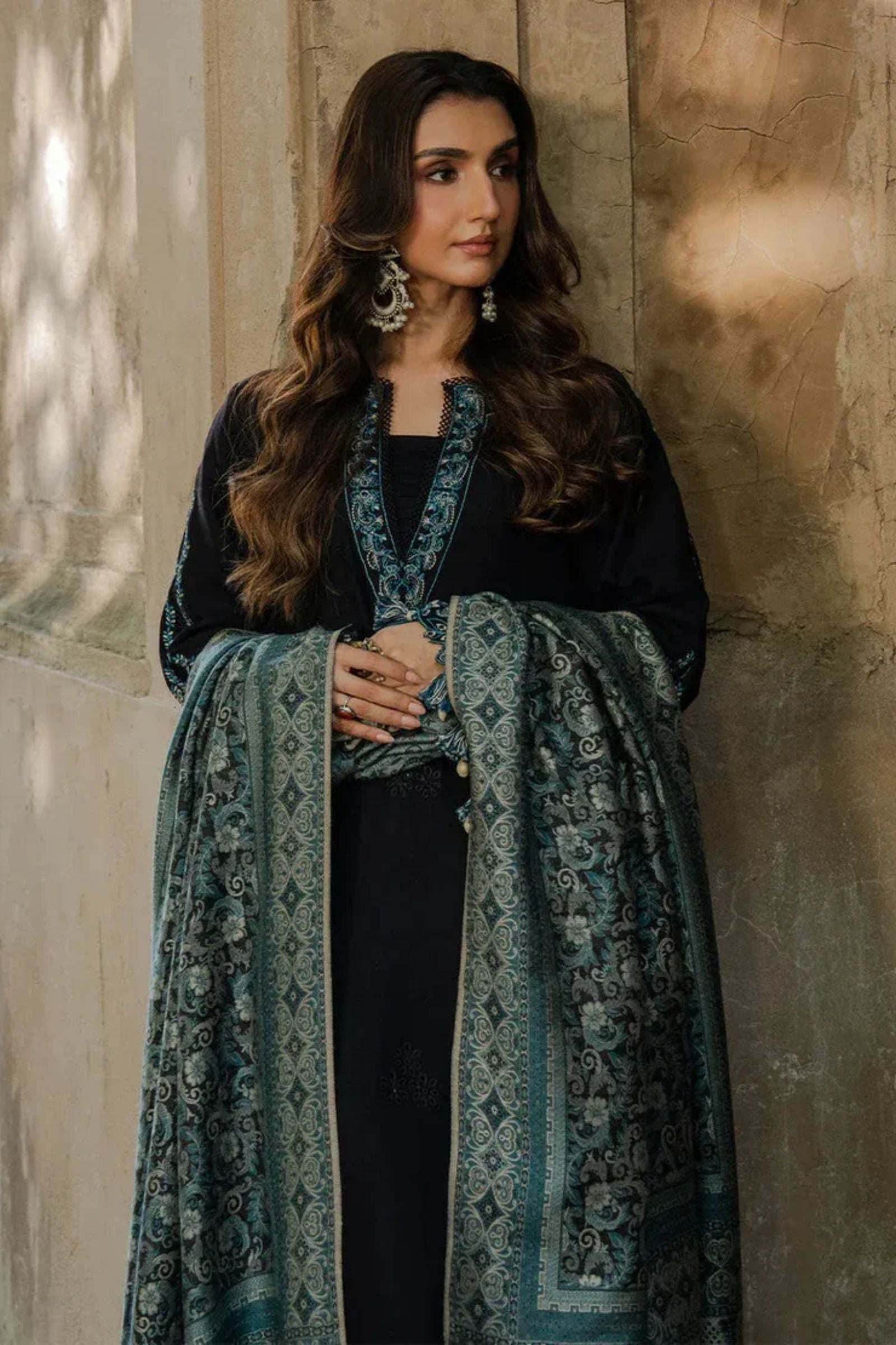 IZEL - 3PC LAWN EMB SHIRT WITH MONARK PRINTED DUPATTA AND DYED TROUSER - EL317