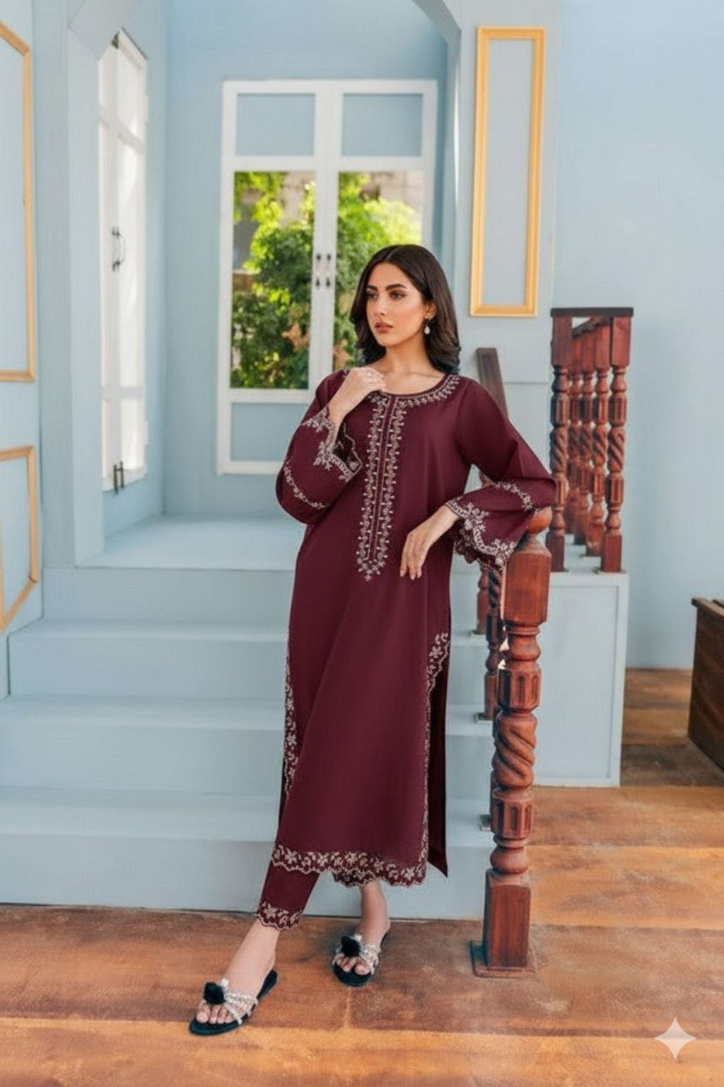 BATIK - 2PC LAWN EMB SHIRT WITH LAWN DYED TROUSER - EL 155