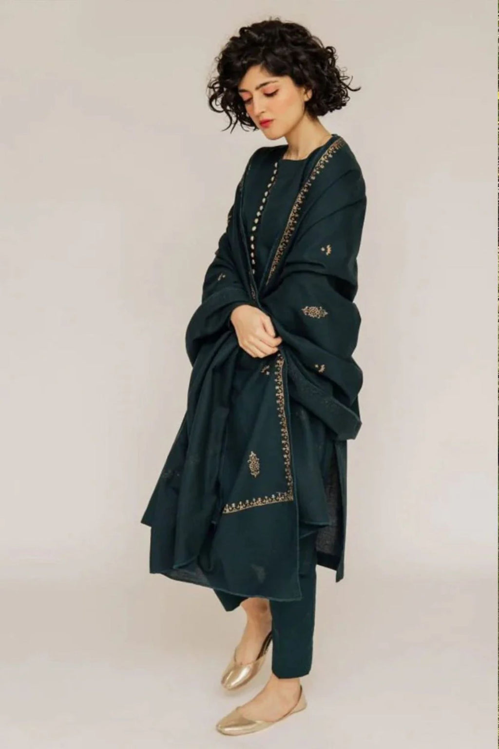 ASLING - 3PC LAWN EMB SHIRT WITH MONARK EMB DUPATTA AND DYED TROUSER - EL212