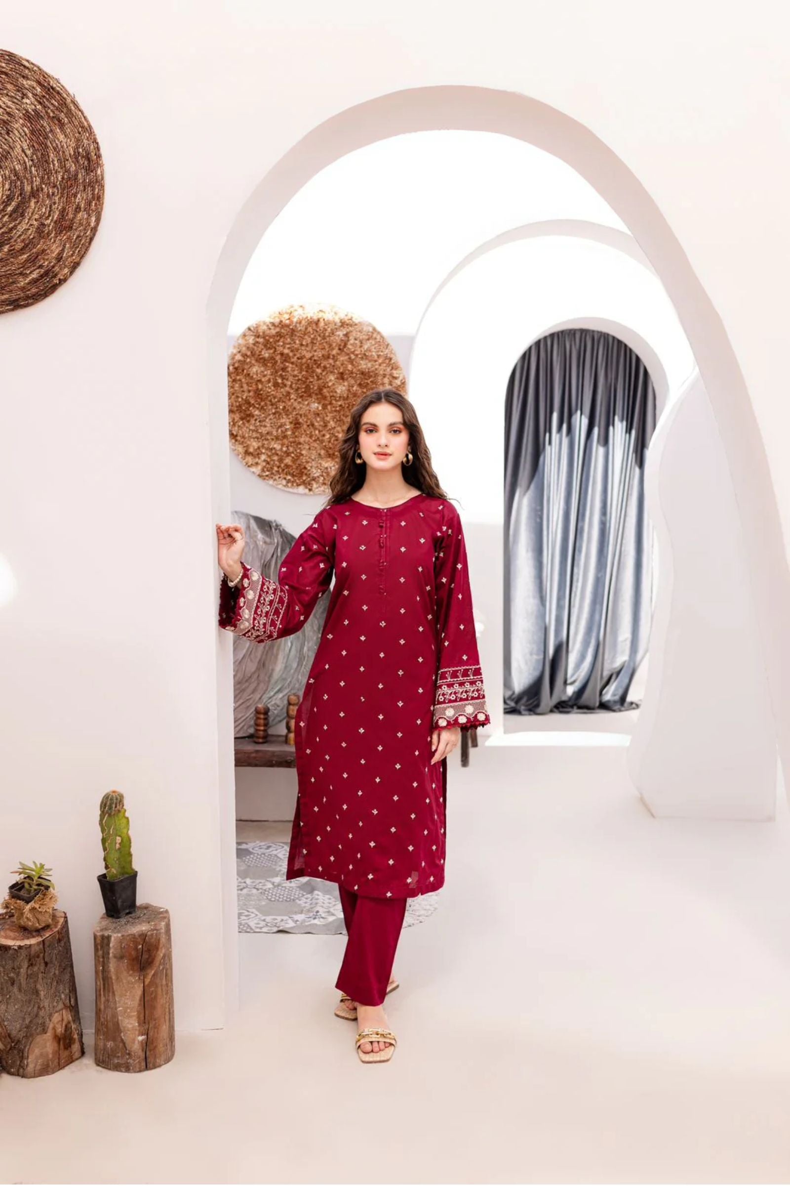 AZURE - 2PC LAWN EMB SHIRT WITH LAWN DYED TROUSER - EL5792