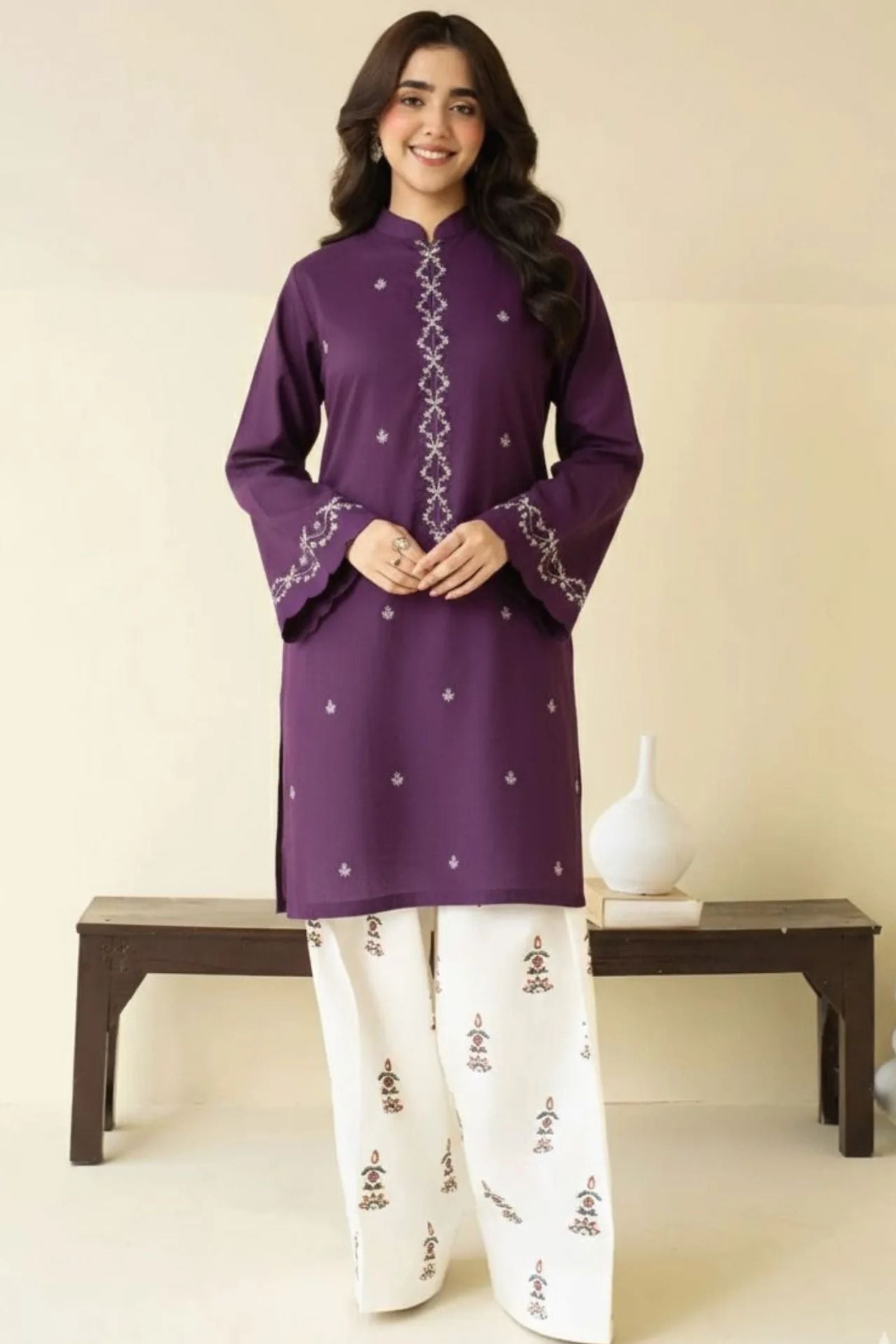 PEZWAAN - 2PC LAWN EMB SHIRT WITH LAWN EMB TROUSER - DR 5822