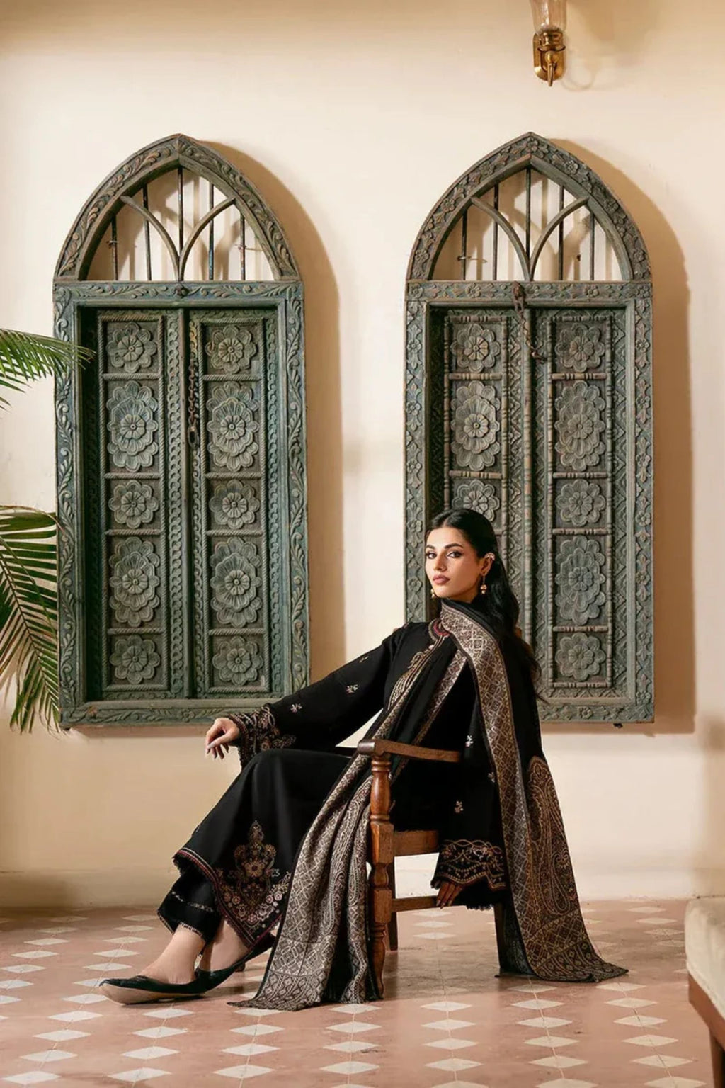 IZEL - 3PC LAWN EMB SHIRT WITH MONARK PRINTED DUPATTA AND DYED TROUSER - EL392