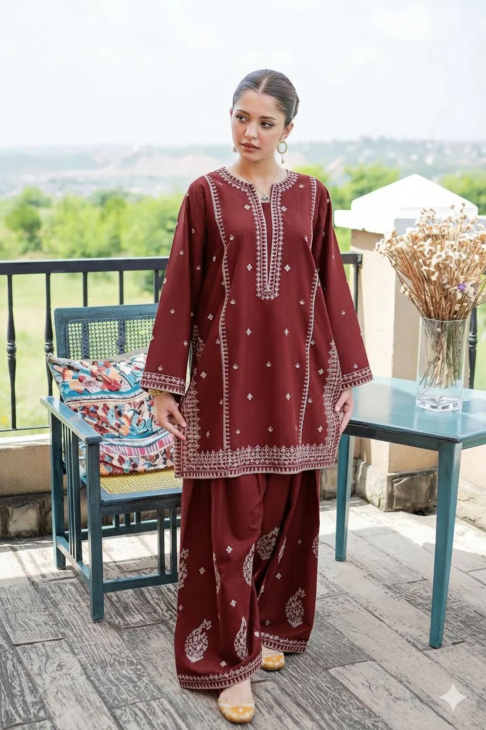 URGE - 2PC LAWN EMB SHIRT WITH LAWN EMBROIDERED TROUSER - BU 143