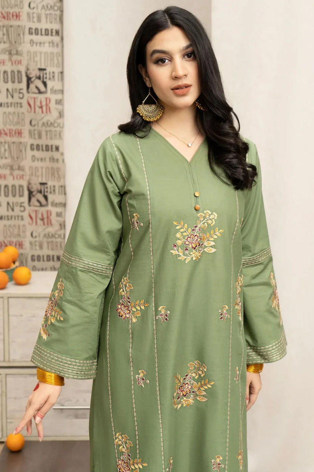 URGE - 3PC LAWN EMBROIDERED SHIRT WITH MONARK PRINTED DUPATTA AND DYED TROUSER - EL121