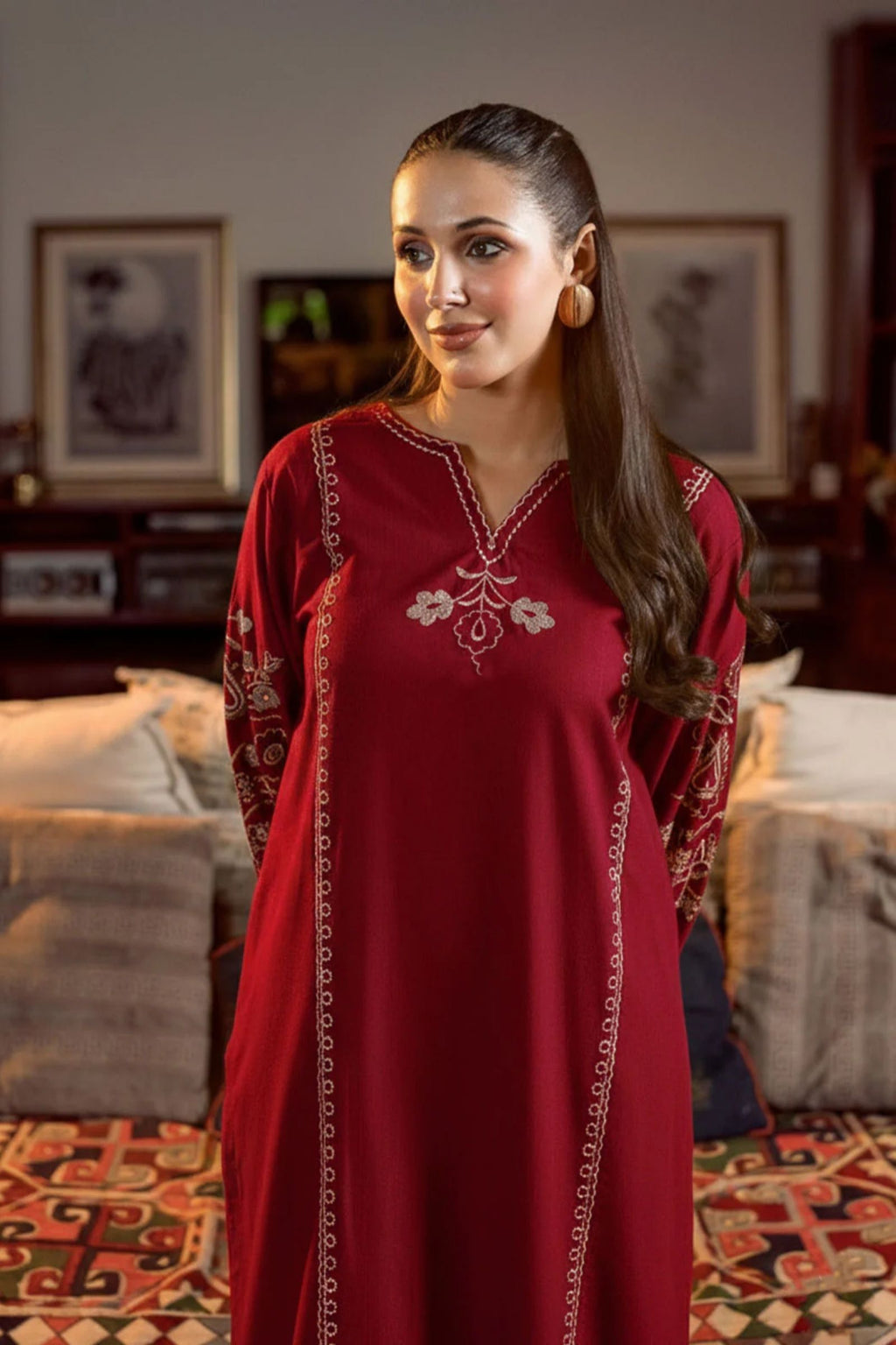 URGE - 2PC LAWN EMB SHIRT WITH LAWN EMB TROUSER - D 29