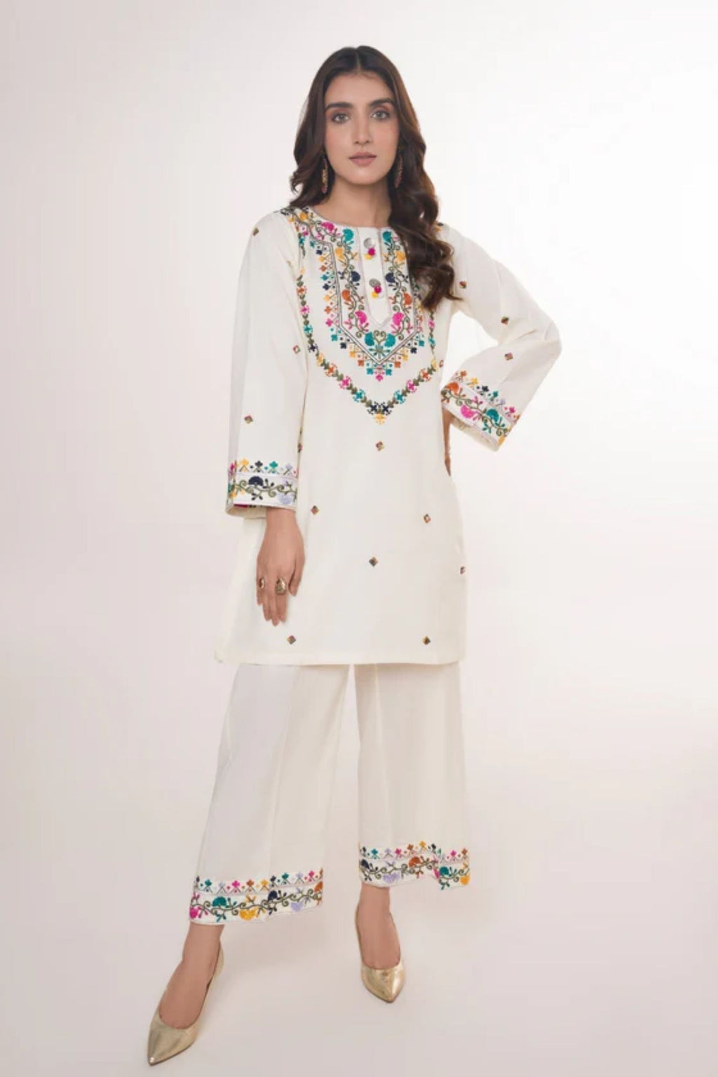 SAHIBAS - 2PC LAWN EMB SHIRT WITH LAWN EMBROIDERED TROUSER - EL5789