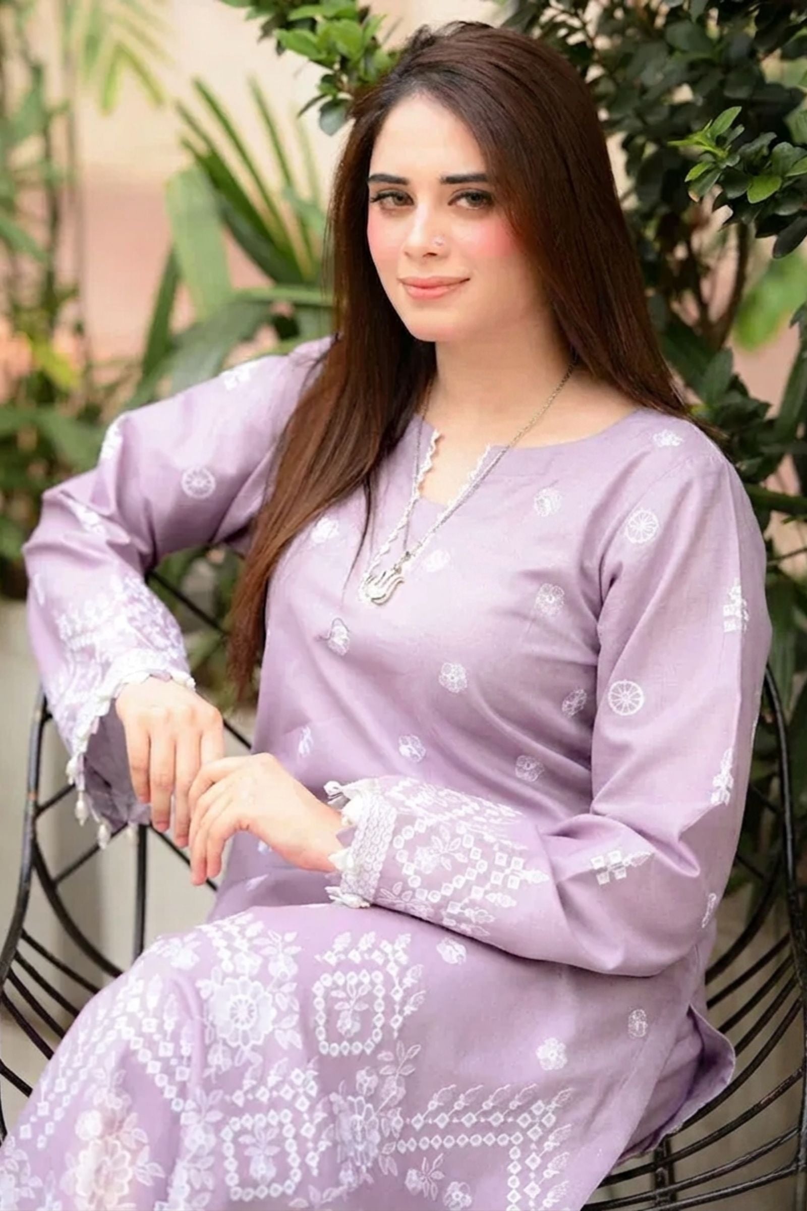 LIBAAS - 2PC LAWN EMB SHIRT WITH LAWN DYED TROUSER - DR 5799