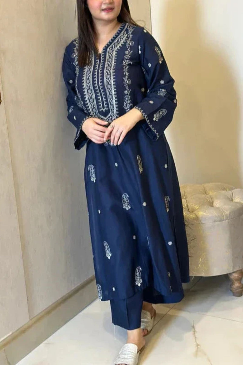 LAAM - 2PC LAWN EMB SHIRT WITH LAWN DYED TROUSER - DR 5807