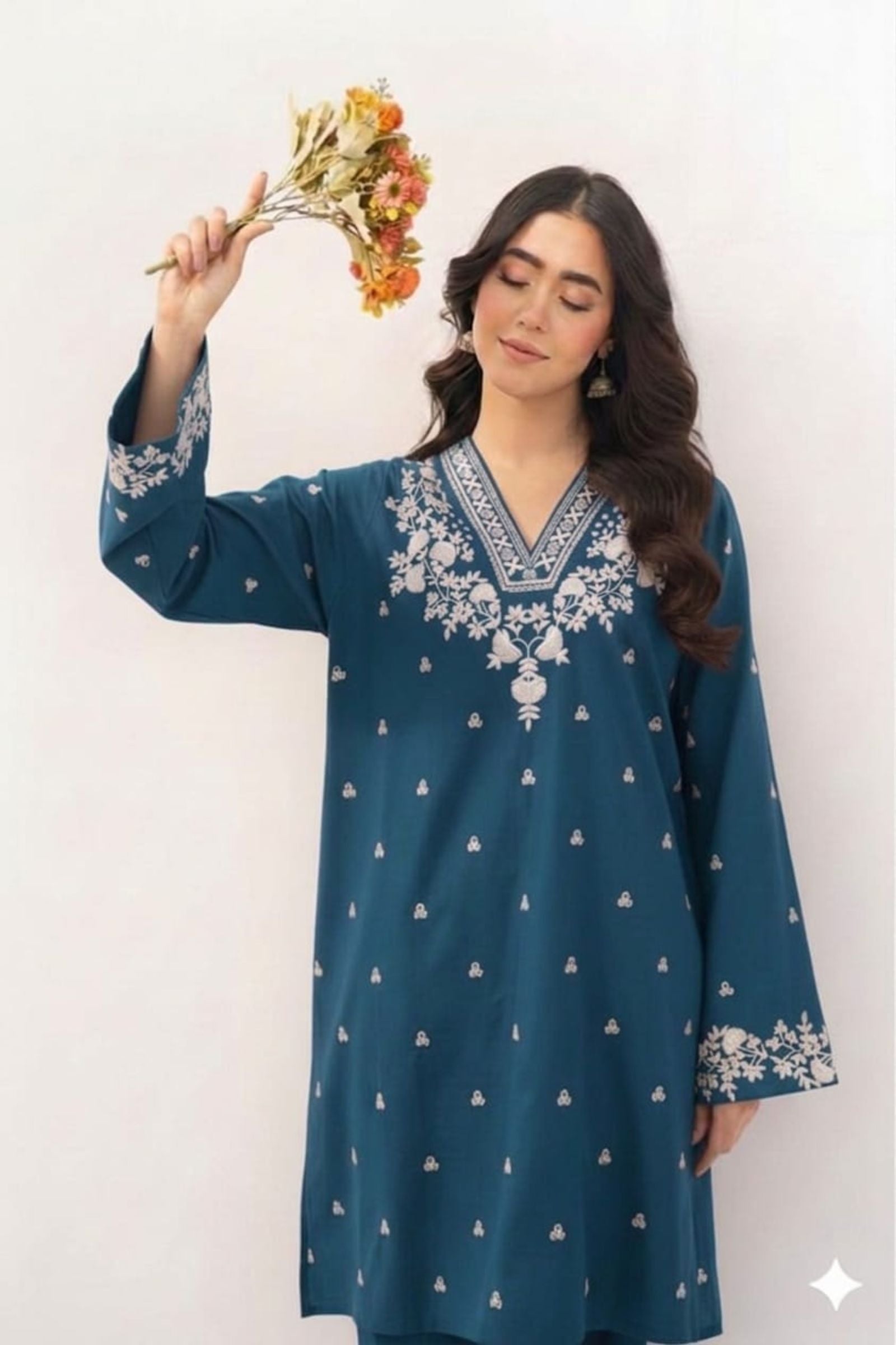 ASIM JOFA - 2PC LAWN EMB SHIRT WITH LAWN DYED TROUSER - EL 154