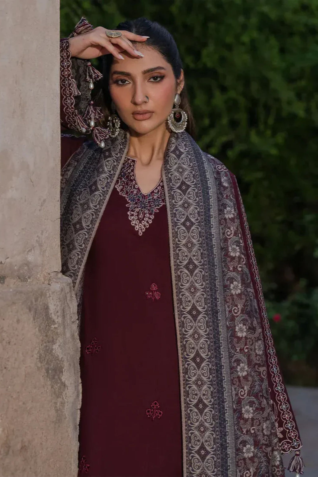 IZEL - 3PC LAWN EMB SHIRT WITH MONARK PRINTED DUPATTA AND DYED TROUSER - EL333