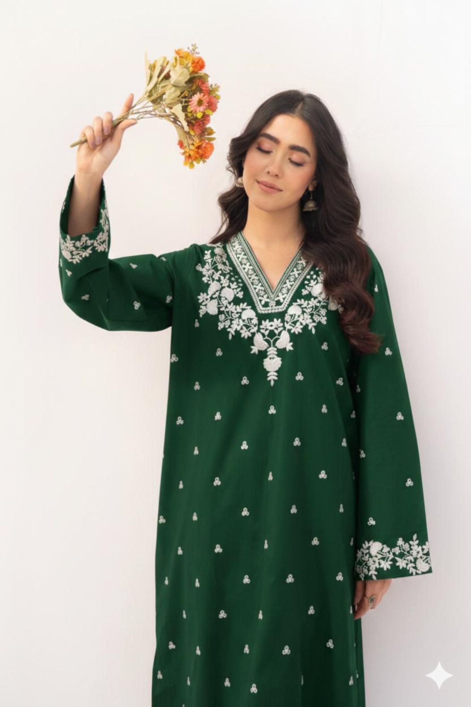 ASIM JOFA - 2PC LAWN EMB SHIRT WITH LAWN DYED TROUSER - EL156