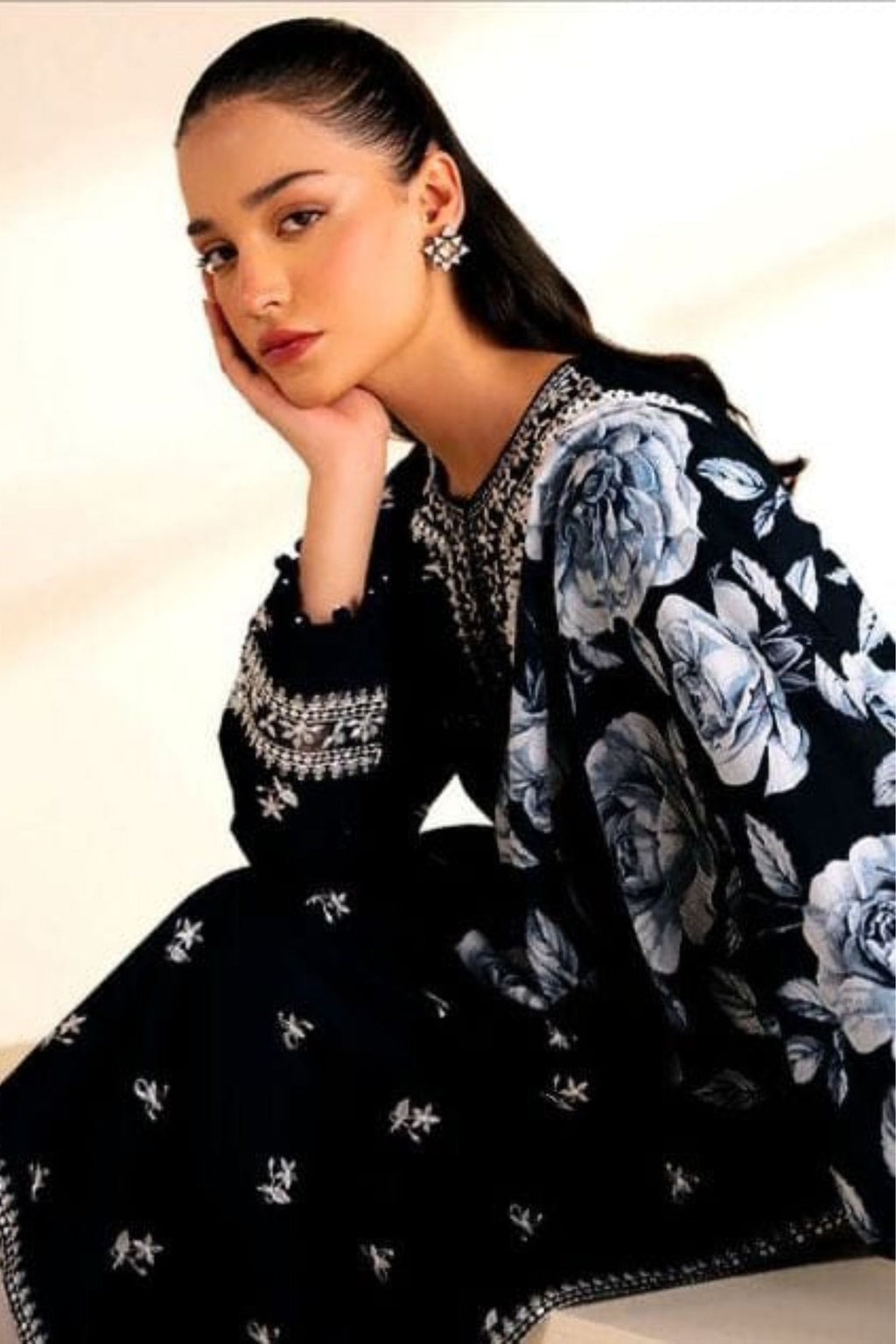 CROSS STITCH- 3PC LAWN EMBROIDERED SHIRT WITH LAWN DIGITAL PRINTED DUPATTA AND DYED TROUSER - EL108