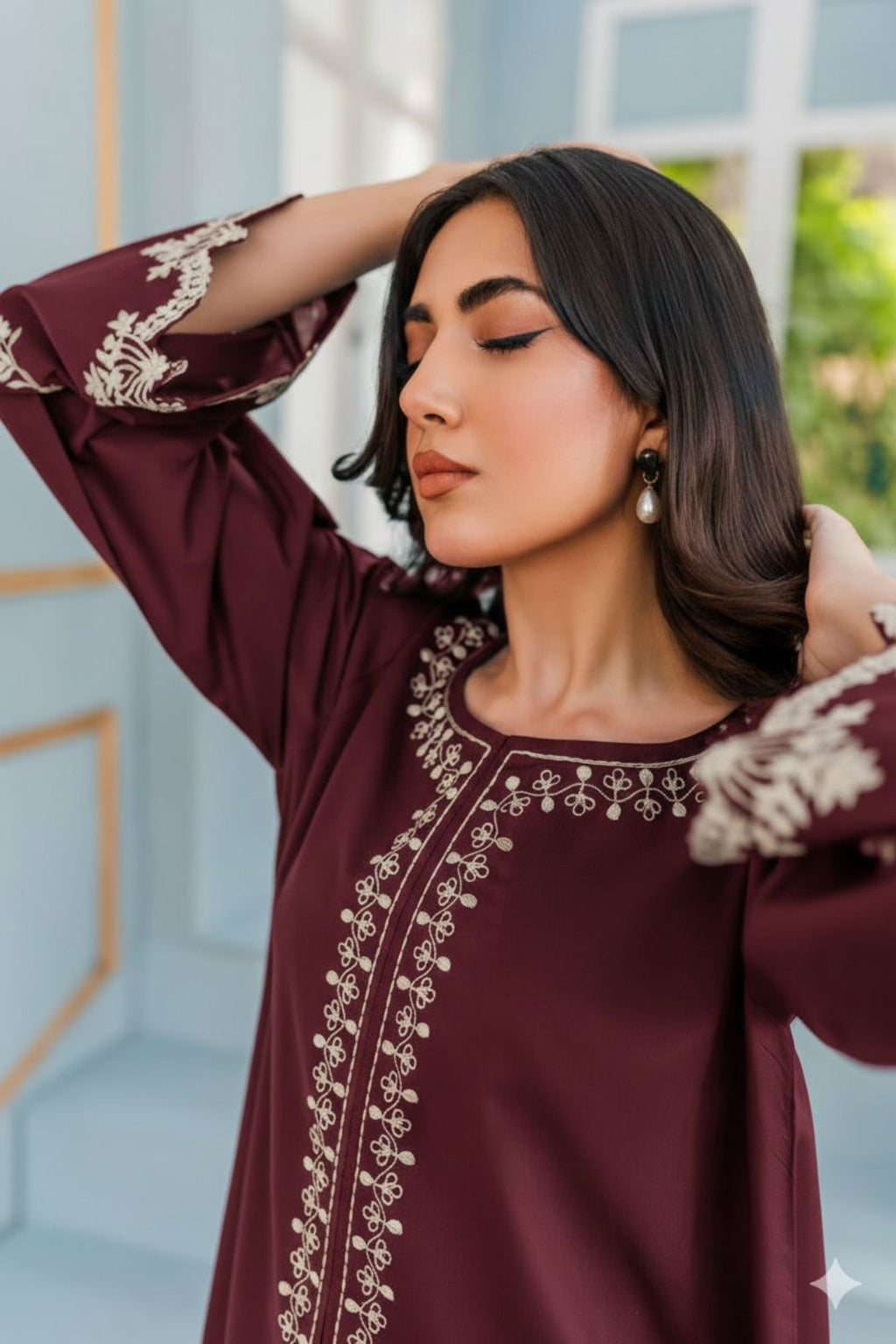 BATIK - 2PC LAWN EMB SHIRT WITH LAWN DYED TROUSER - EL 155