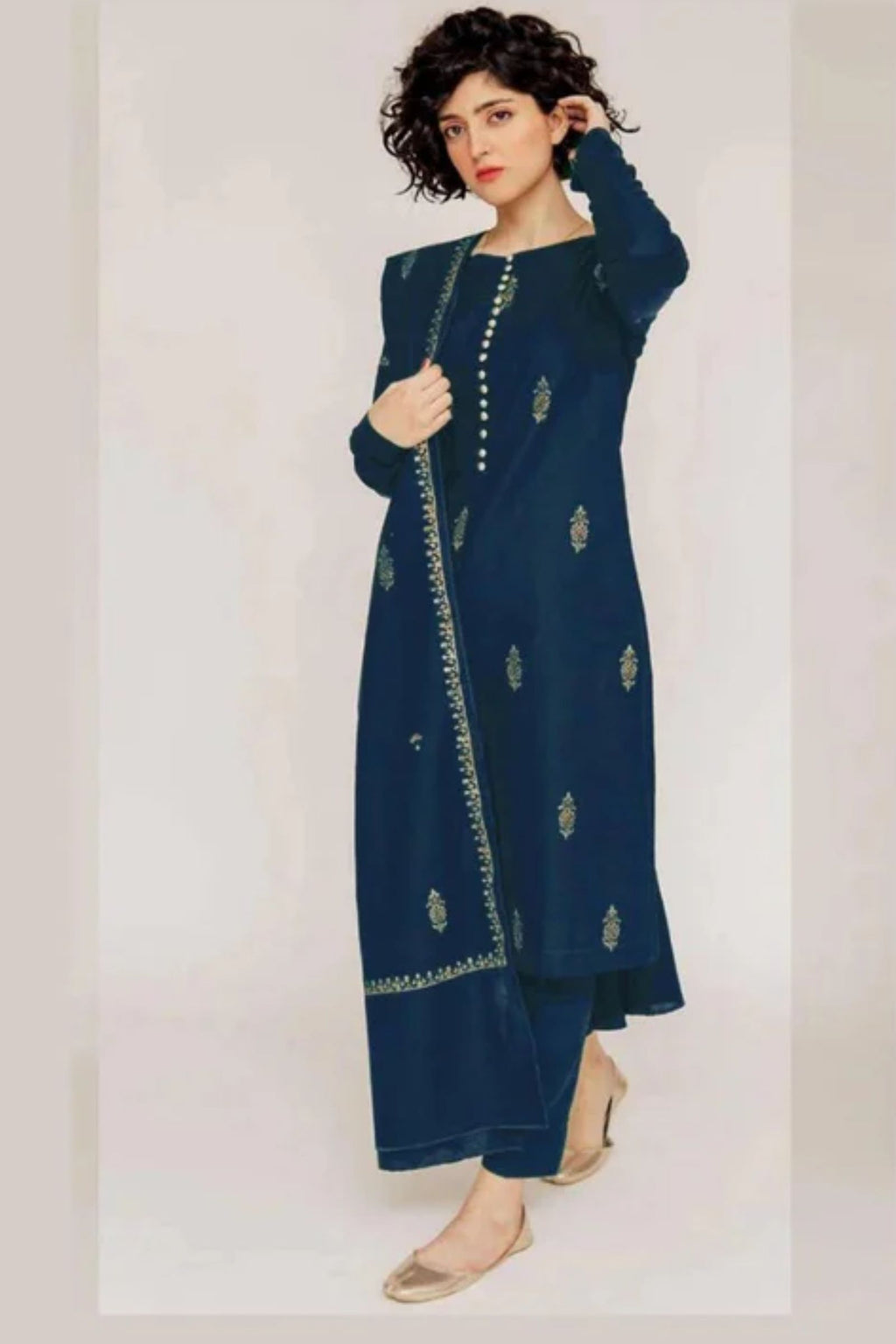 AISLING - 3PC LAWN EMB SHIRT WITH MONARK EMB DUPATTA AND DYED TROUSER - EL212