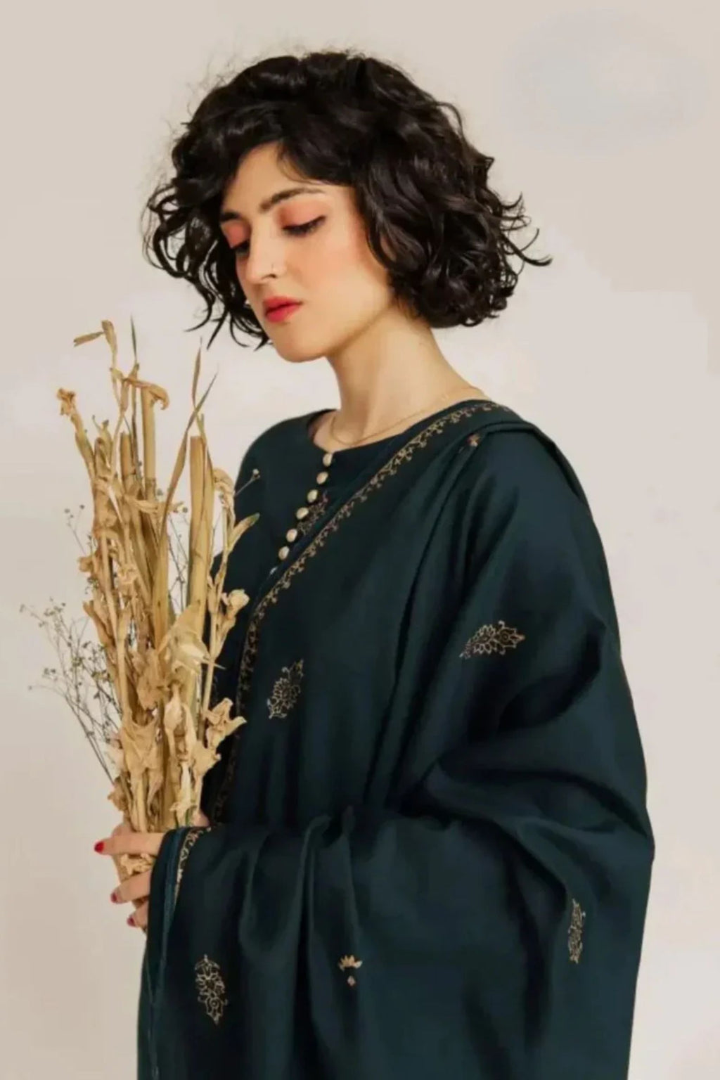 ASLING - 3PC LAWN EMB SHIRT WITH MONARK EMB DUPATTA AND DYED TROUSER - EL212