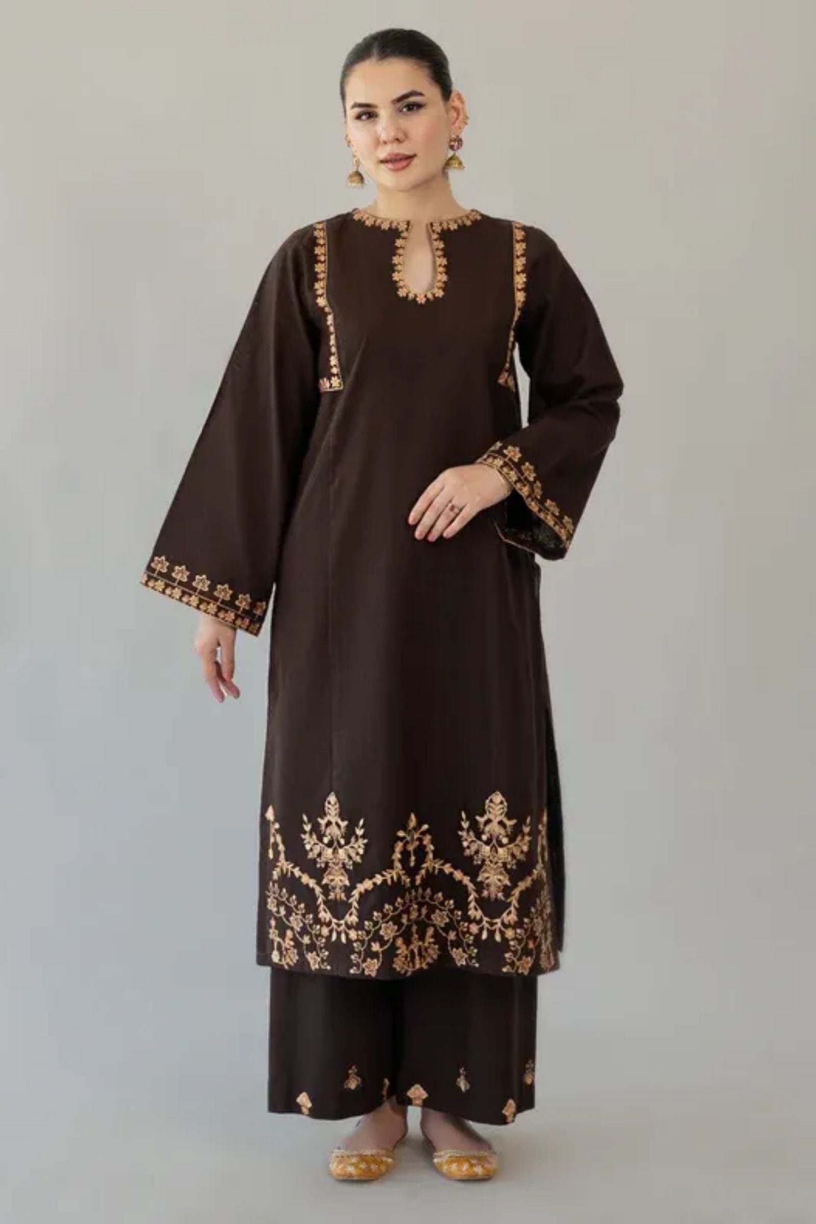 URGE - 3PC LAWN EMB SHIRT WITH MONARK PRINTED DUPATTA AND DYED TROUSER - EL329