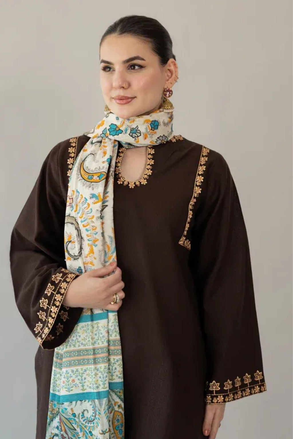 URGE - 3PC LAWN EMB SHIRT WITH MONARK PRINTED DUPATTA AND DYED TROUSER - EL329