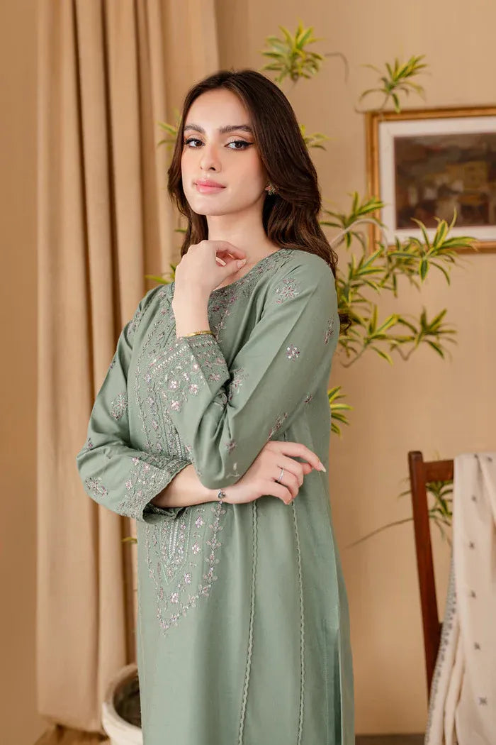 JAZMIN - 3PC LAWN EMB SHIRT WITH LAWN EMB DUPATTA AND DYED TROUSER - EL210