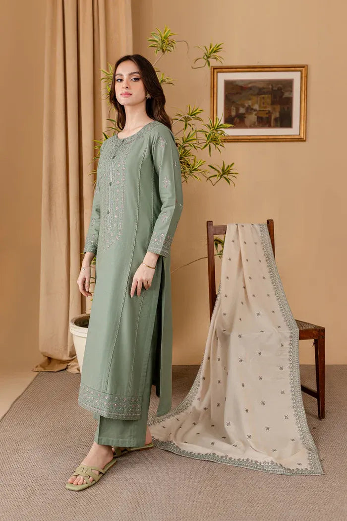 JAZMIN - 3PC LAWN EMB SHIRT WITH LAWN EMB DUPATTA AND DYED TROUSER - EL210